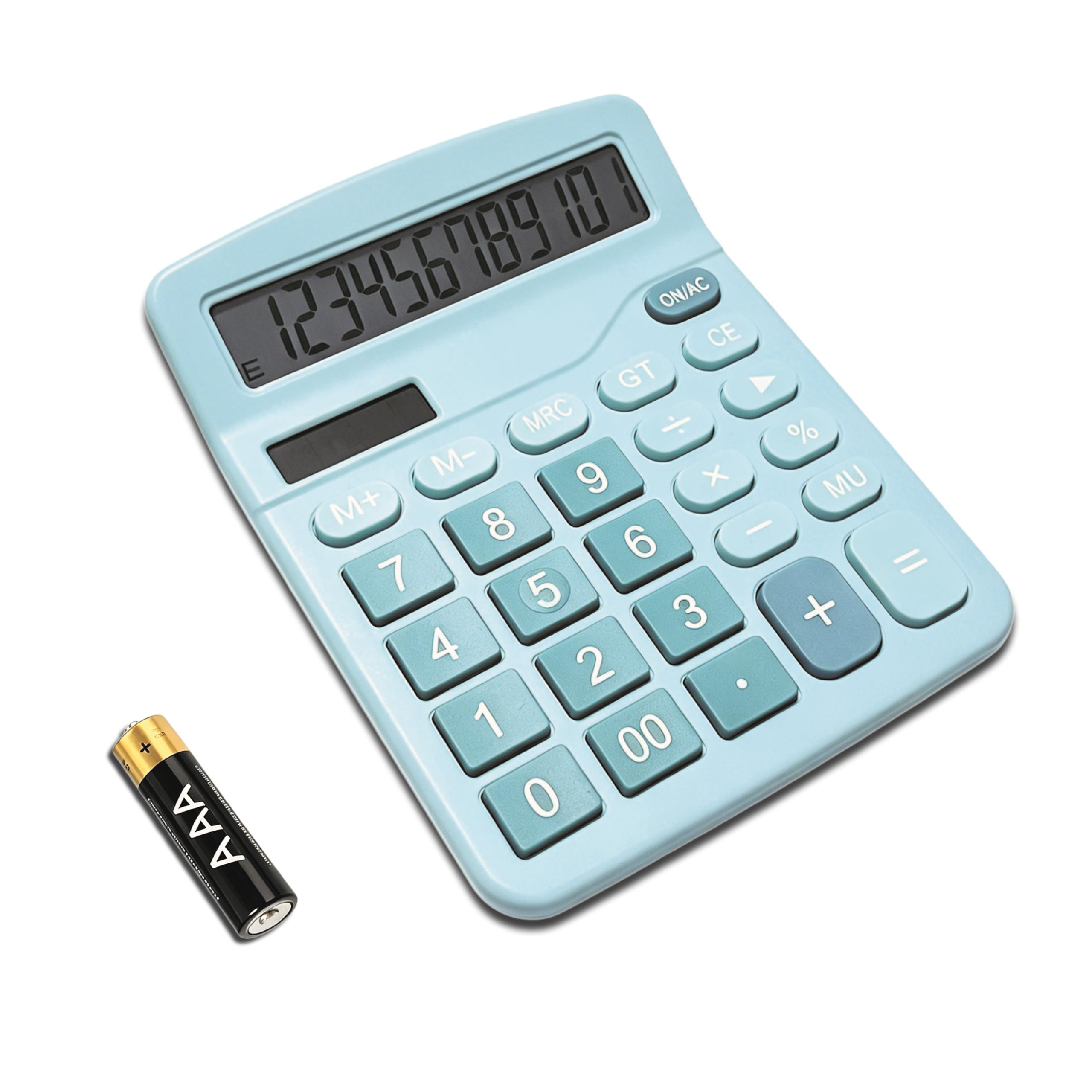 Basic Calculator-12 Digit Large Display with Big Sensitive Buttons, Solar and Battery Dual Power, Standard Desktop Calculator for Office, Home, and School Use (CBlue)