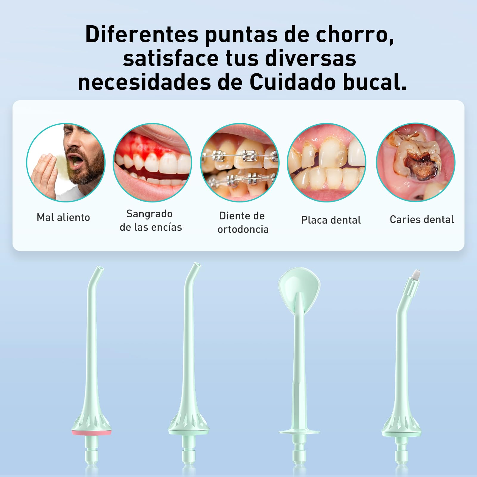 Irrigador Bucal Portatil Irrigador Dental: COSLUS 4 Modos Irrigador Dental 300ml Tanque de Agua Irrigador Bucal Ganador de la Prueba 30 Días de Duración de la Batería Limpiador Interdental Verde