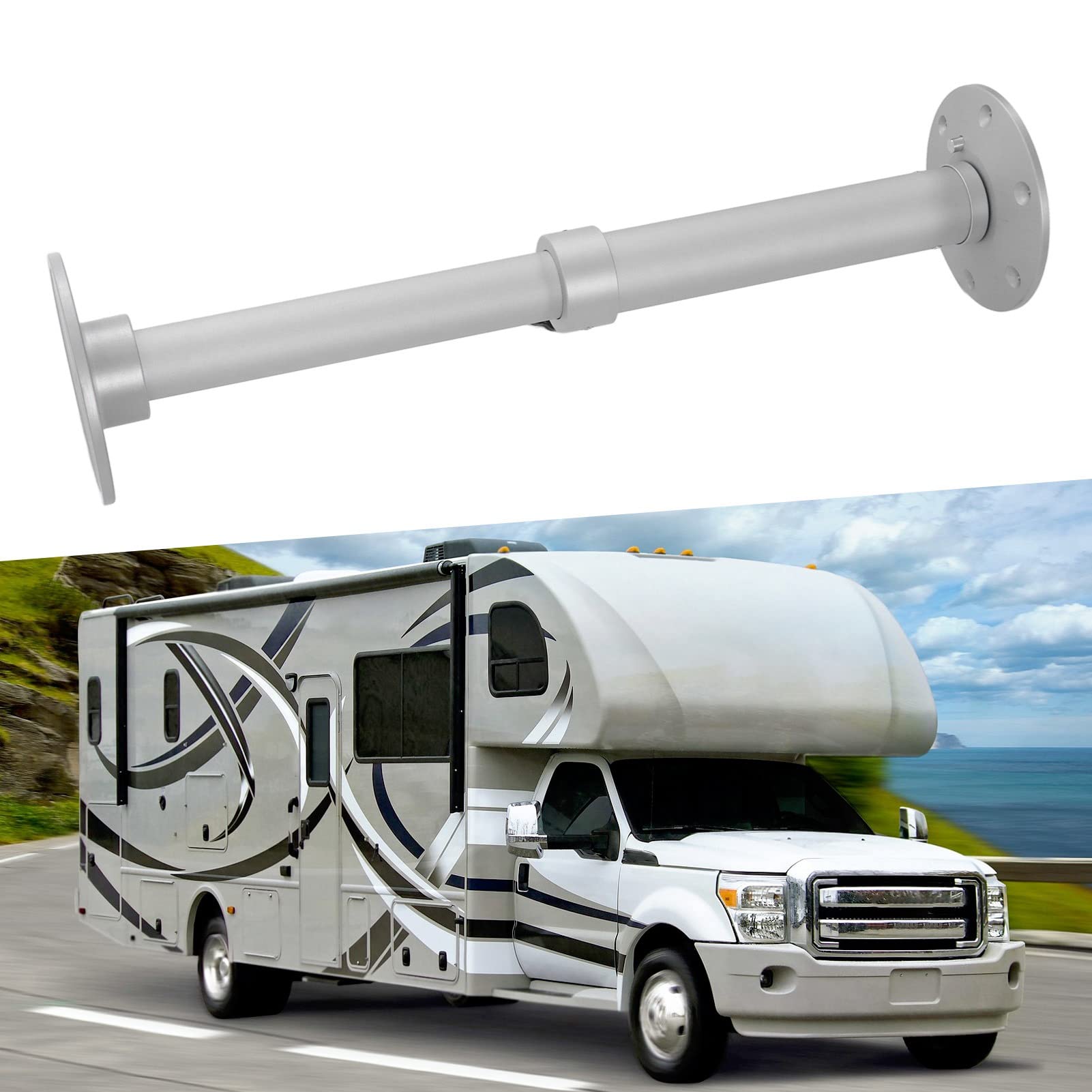 Gamba del Tavolo Rimovibile 445‑685 Mm Supporto Telescopico in Lega di Alluminio Regolabile in Altezza Supporto da Tavolo per Camper Argento Satinato per Camper e Yacht