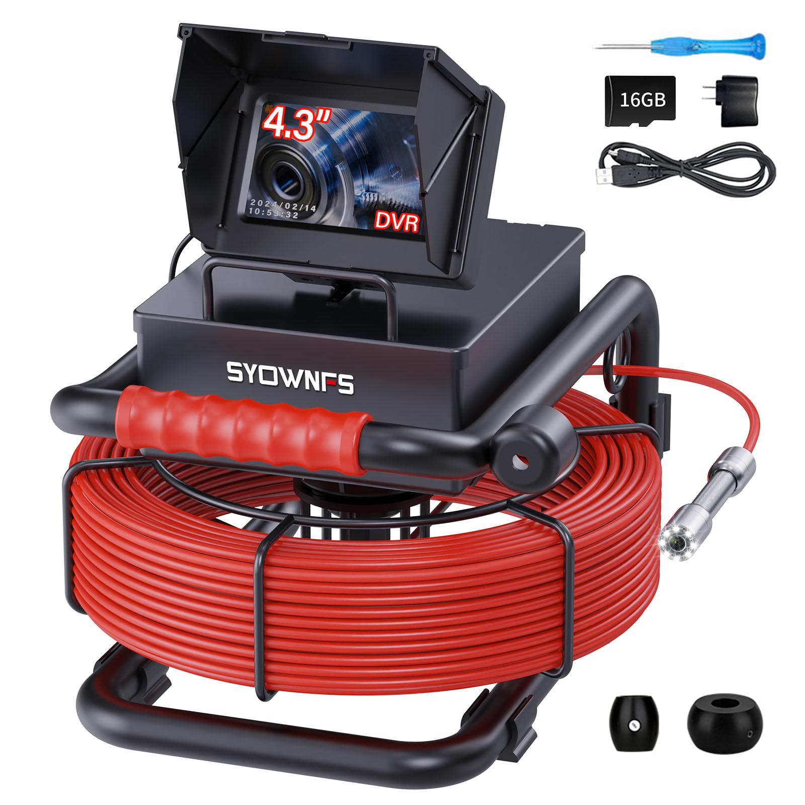 Sewer Camera,17MM Pipe Inspection Camera with 16G DVR IP68 Waterproof Industrial Drain Endoscope for Home Wall Duct Drain Pipe Plumbing (100FT/30M)-picture-15