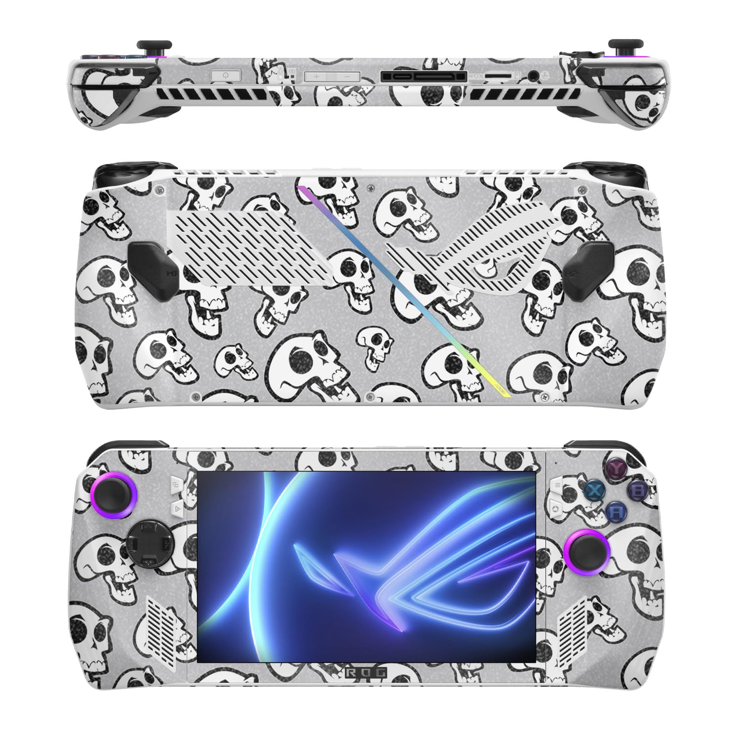 MightySkins Glossy Glitter Skin Compatible with Asus ROG Ally - Laughing Skulls | Protective, Durable High-Gloss Glitter Finish | Easy to Apply