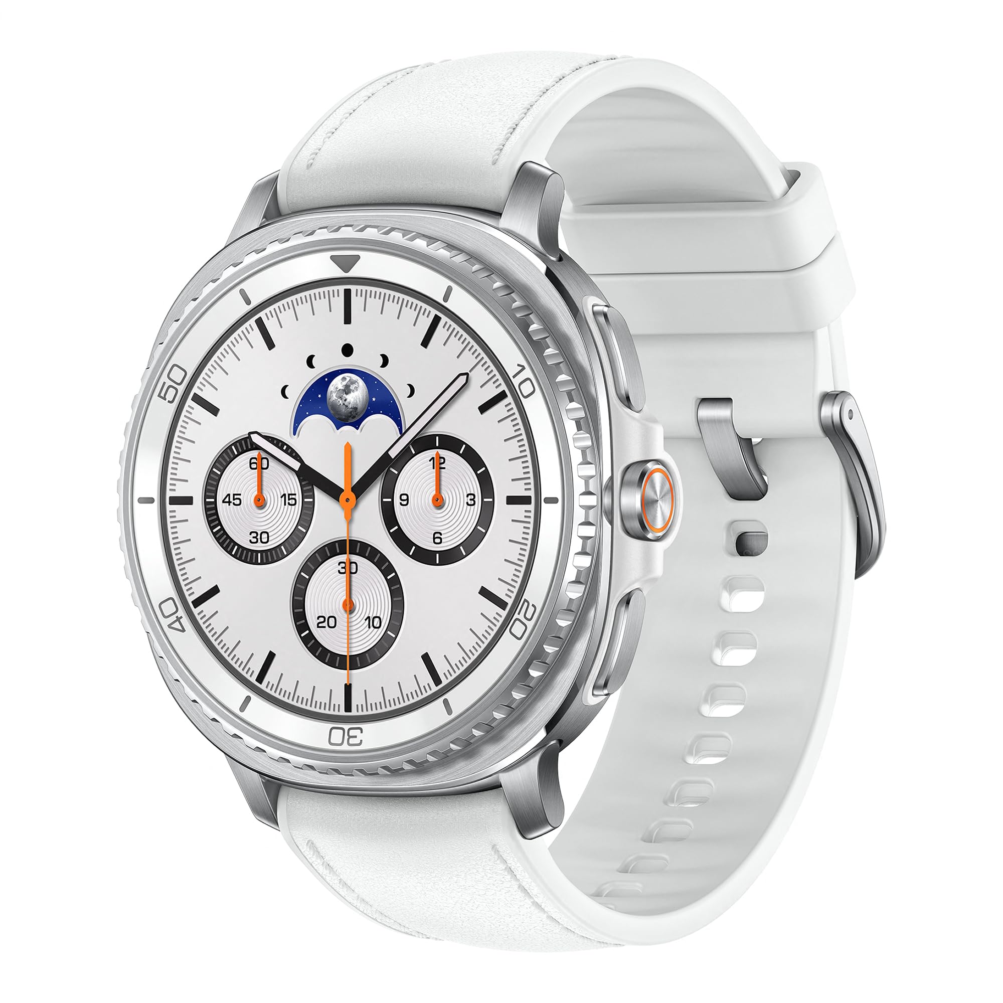 Samsung Galaxy Watch8 Classic 46mm, AI Smart Watch with Cushion Design and Rotating Bezels, with Hybrid Band and Wearable Display, LTE, White, 3 Year Extended Warranty (UK Version)