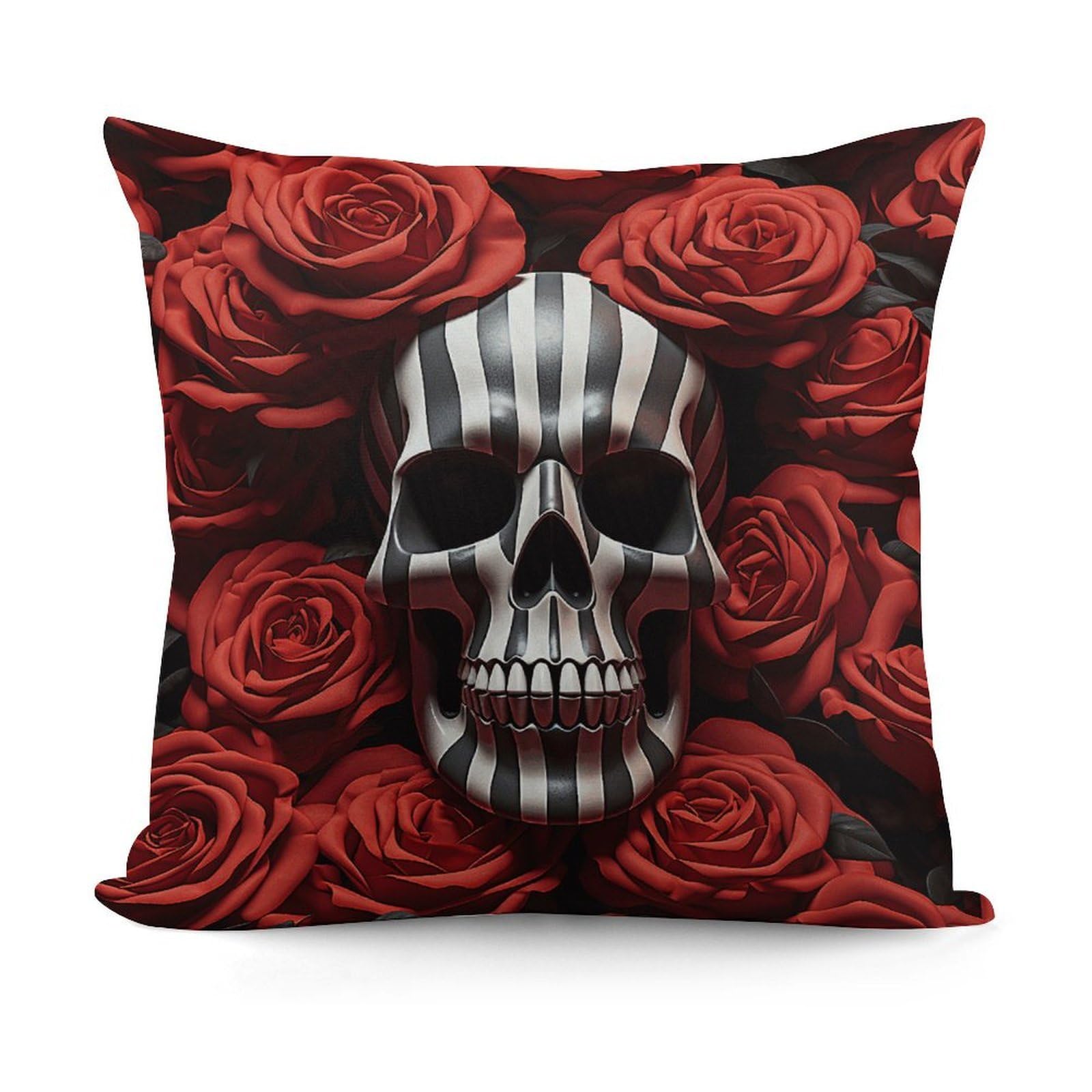 Adfgyerh Style Skull In Flower Decorative Pillow Covers, Throw Pillow Covers Soft For All Seasons, Pillowcases For Couch Living Room Sofa Bedroom 18X18 Inch
