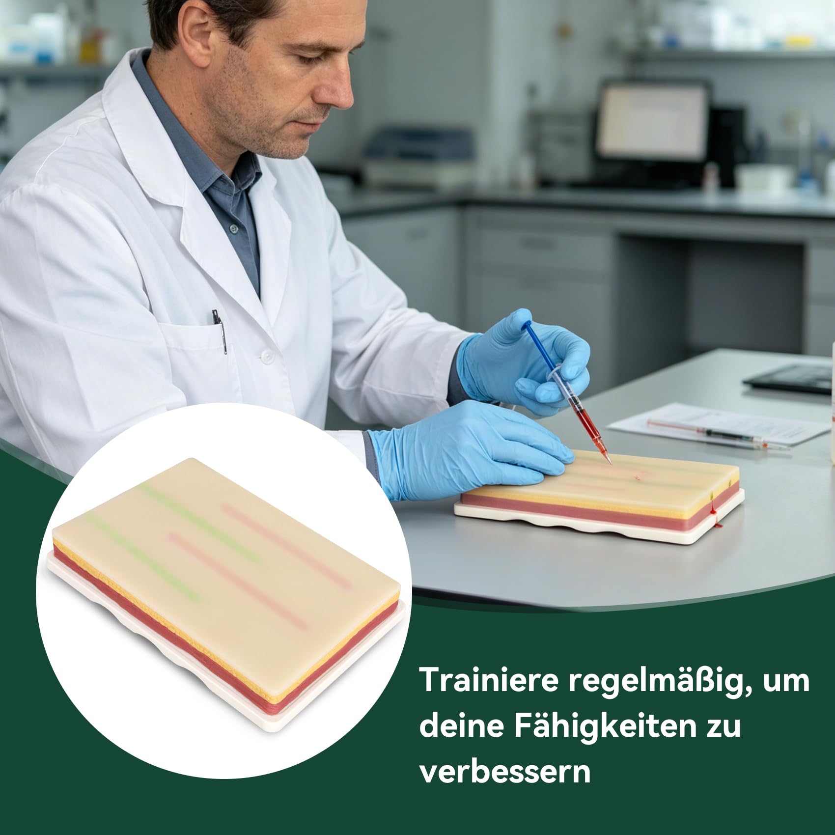 Venipuncture IV model podkładki do treningu injekcyjnego z 4 żyłami i 3 warstwami skóry dla studentów medycyny, lekarzy, pielęgniarek, gabinetów