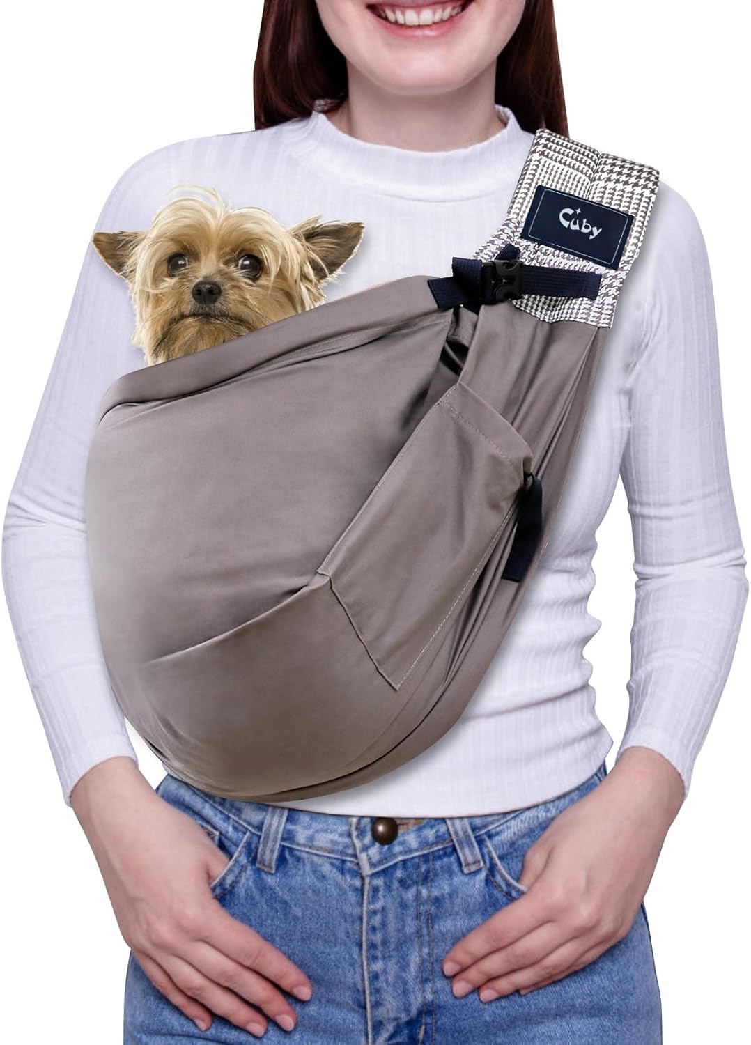 Pet Sling Carrier for Small Dogs Cats, Adjustable Dog Swaddle Carrier, Outdoor Easy Wearing Front Puppy Cat Pouch Sling Up for 10 lbs (Blue)