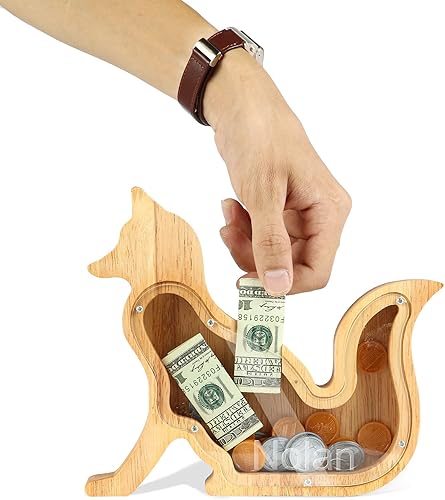 Miniatura 3 de Banco de monedas personalizado para niños, hucha de madera con nombre, caja de dinero grabada con texto, hucha de madera para regalo para niños y