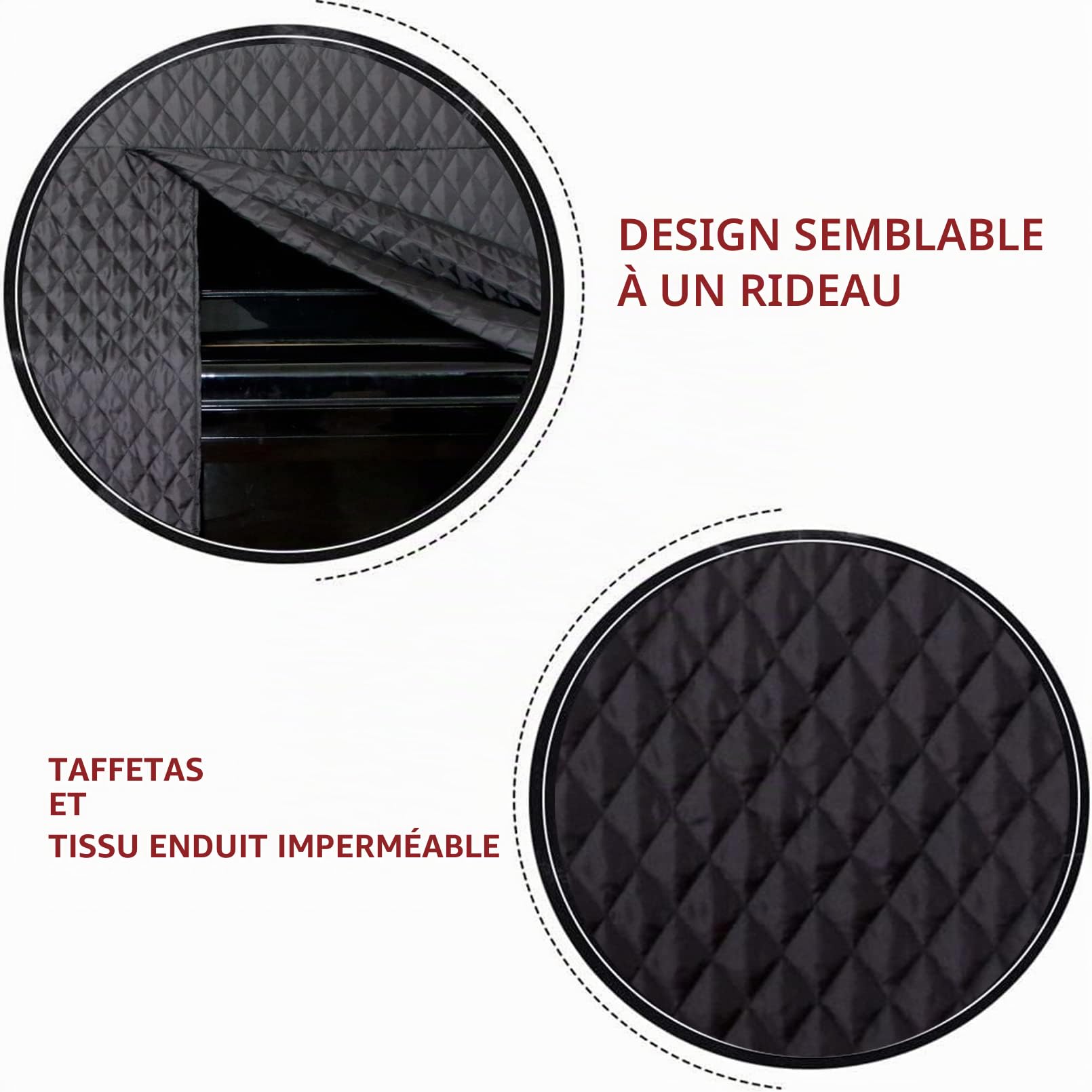 Couverture de Piano complète, Housse De Piano Droit,Housse de Piano，Piano Housse de Protection Contre la poussière Étanche Instruments Accessoire Décoration(Noir)