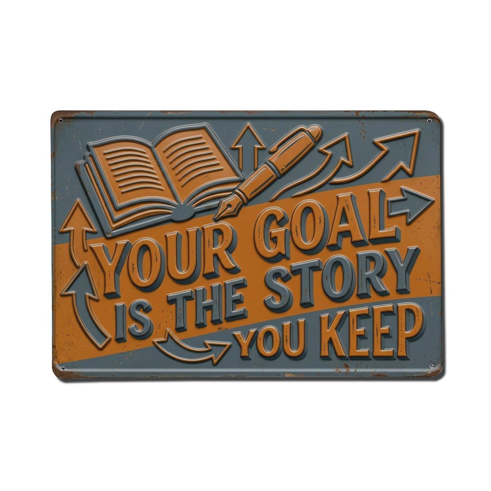Story Shapes Future Interior Retro Motivational Slogans Metal Tin Sign Plaque Wall Decor for Cafe, Club Bar, Office, Home Garden Metal Poster 8x12Inch