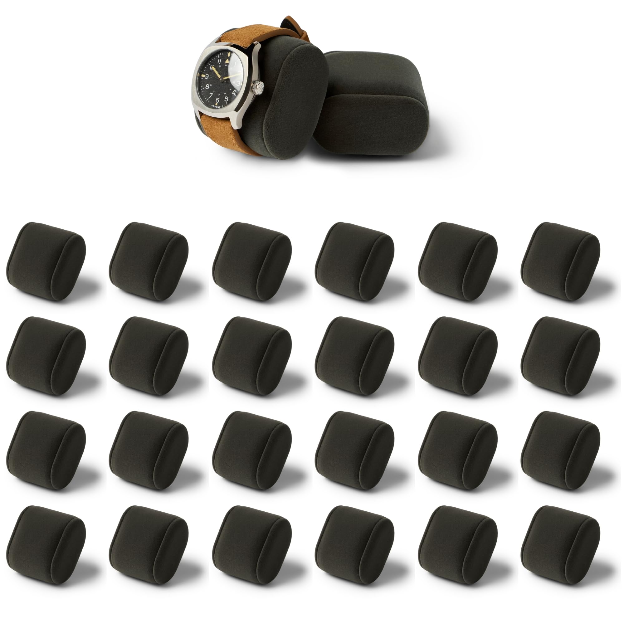 TAWBURY Bayswater Poduszki do zegarka – bardzo małe, obwód 16,5 cm, szerokość 50 mm, kompatybilne z naszym pudełkiem na zegarek Black Bayswater z 24 przegródkami, opakowanie 24 poduszek (grafitowe)