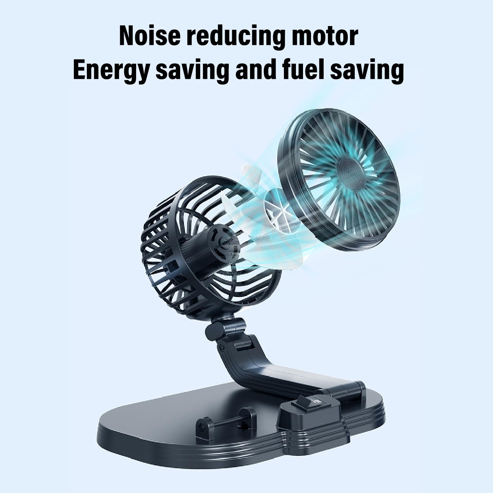 Asixxsix Autoventilator DC 5V Dual Head Desk Kühllüfter 2 Geschwindigkeitswind 360 Rotation USB-Antrieb für Auto Dashboard Limousinen SUV RV Boat Truck Home Office (BLACK)