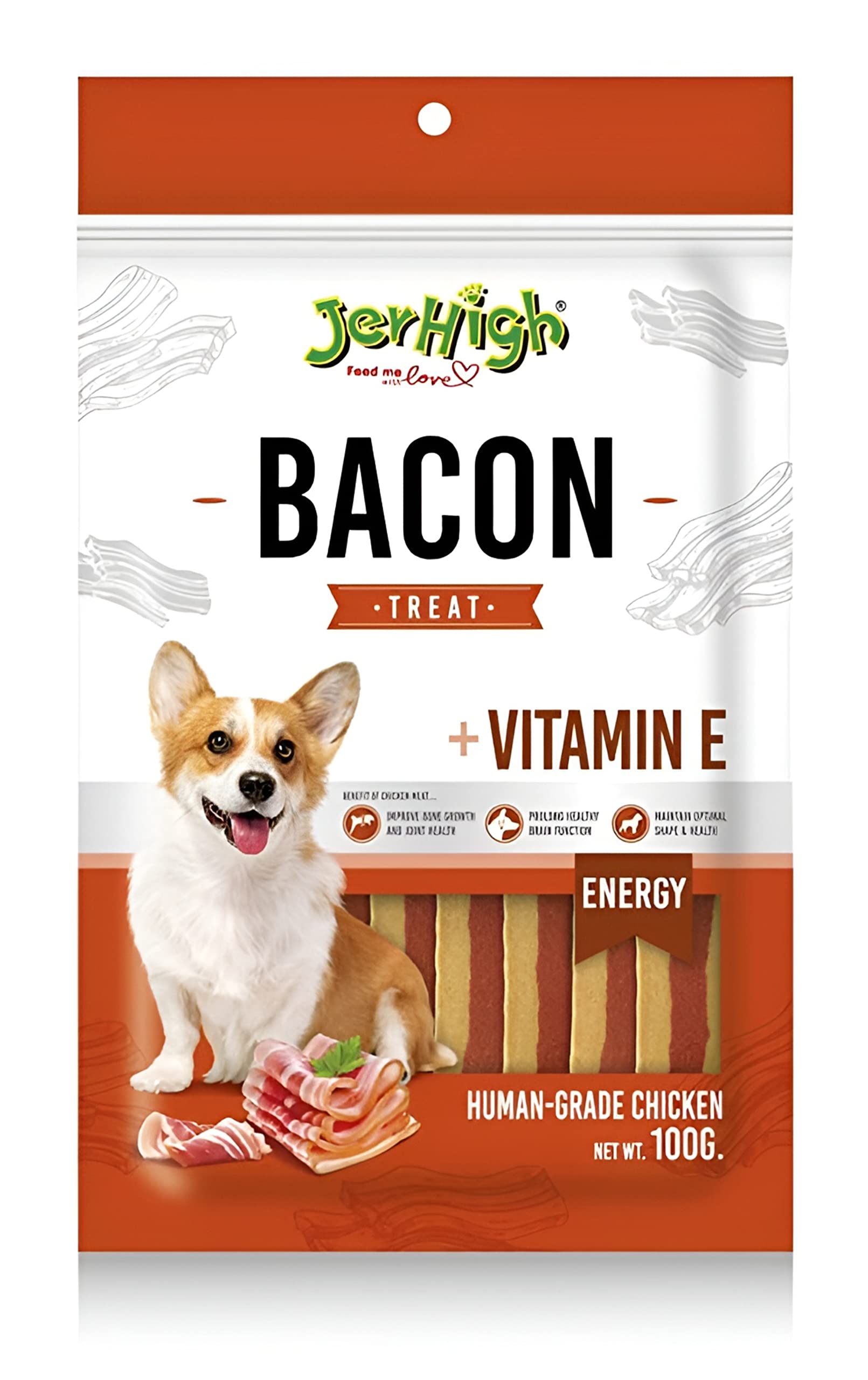 Jerhigh Real Chicken Meat Bacon Stick Dog Treats, Fully Digestible Healthy Snack & Training Treat Size- 100gm (Pack of 2) (B0C4FM2NNR) Amazon Price History, Amazon Price Tracker