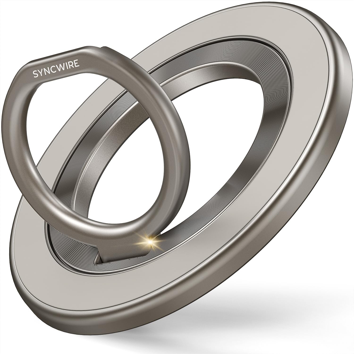 syncwire magnetic phone ring holder for magsafe, magnetic ring holder cell phone grip stand finger ring kickstand with two-sided magnetic compatible iphone 16 pro max 15 14 13 12 android - titanium