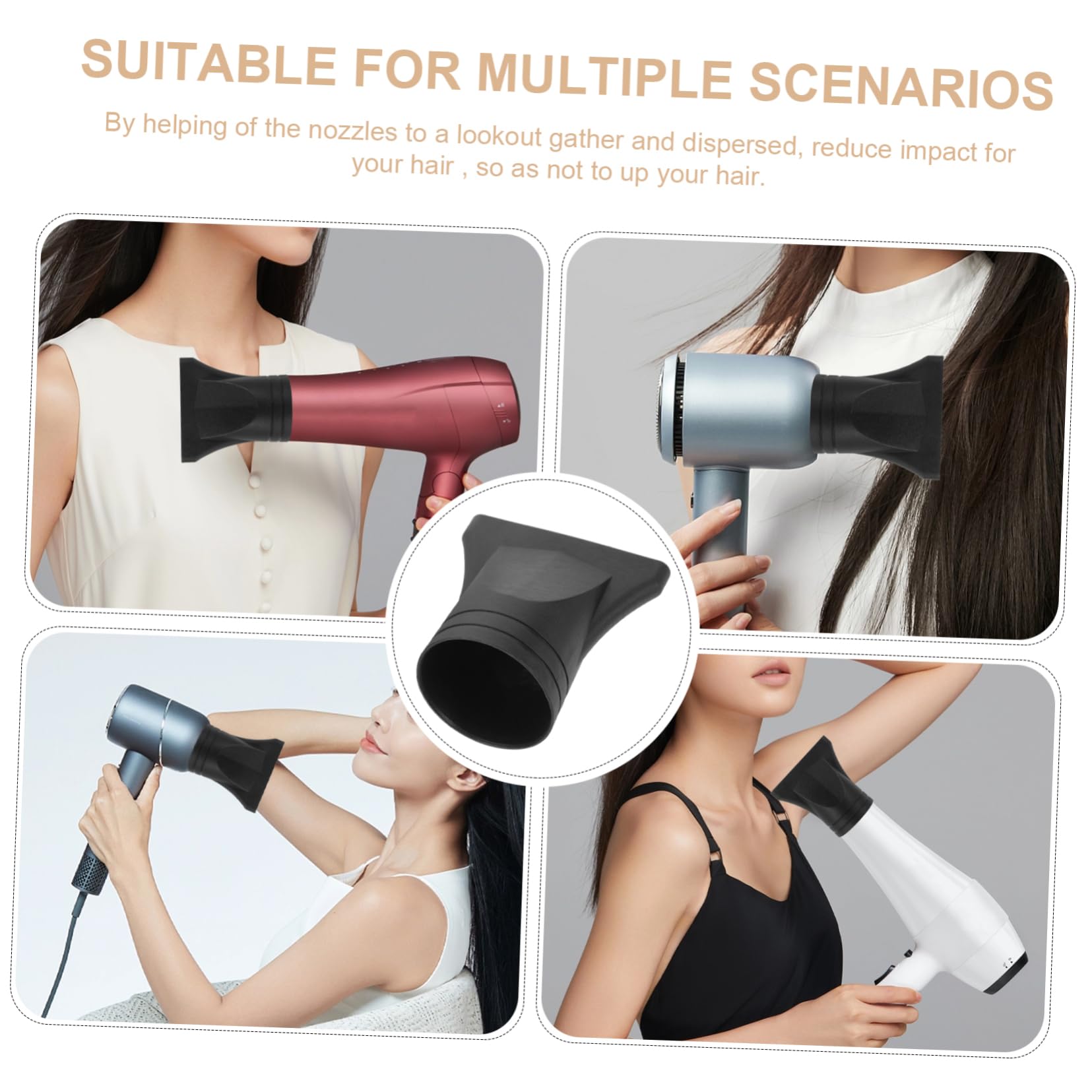 FONDOTIN 3Pcs Dryer Nozzle Replacement Plastic Hair Dryer Diffuser Nozzle for Professional Hairdressing Salon Styling Tool Compatible with Outer Dryers
