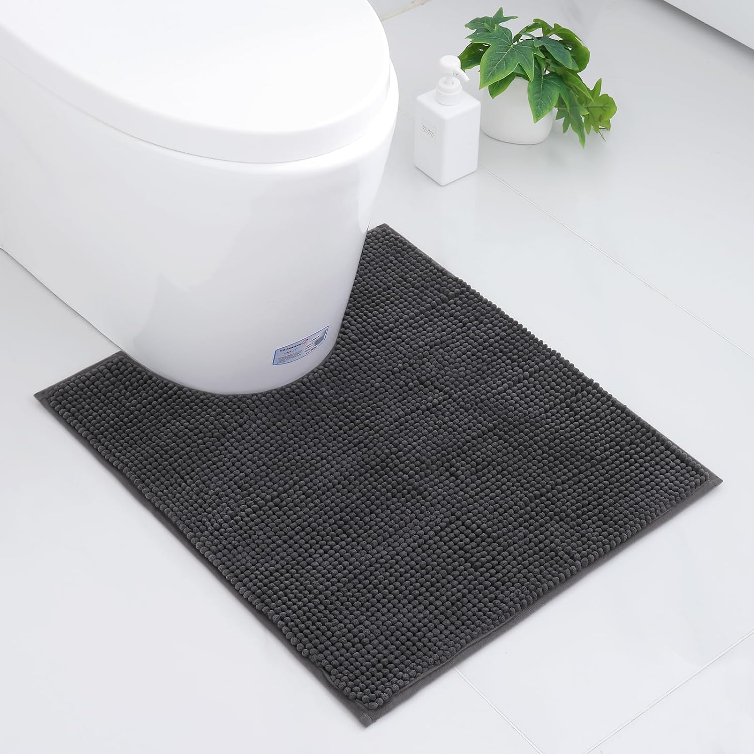 smiry Non Slip Chenille Bath Mat, Extra Soft Bathroom Mat, Super Absorbent Fluffy Bath Mats for Bathroom, Machine-Washable Quick Dry Bath Rug Foot Mat, 40 x 60 cm, Grey — view 20