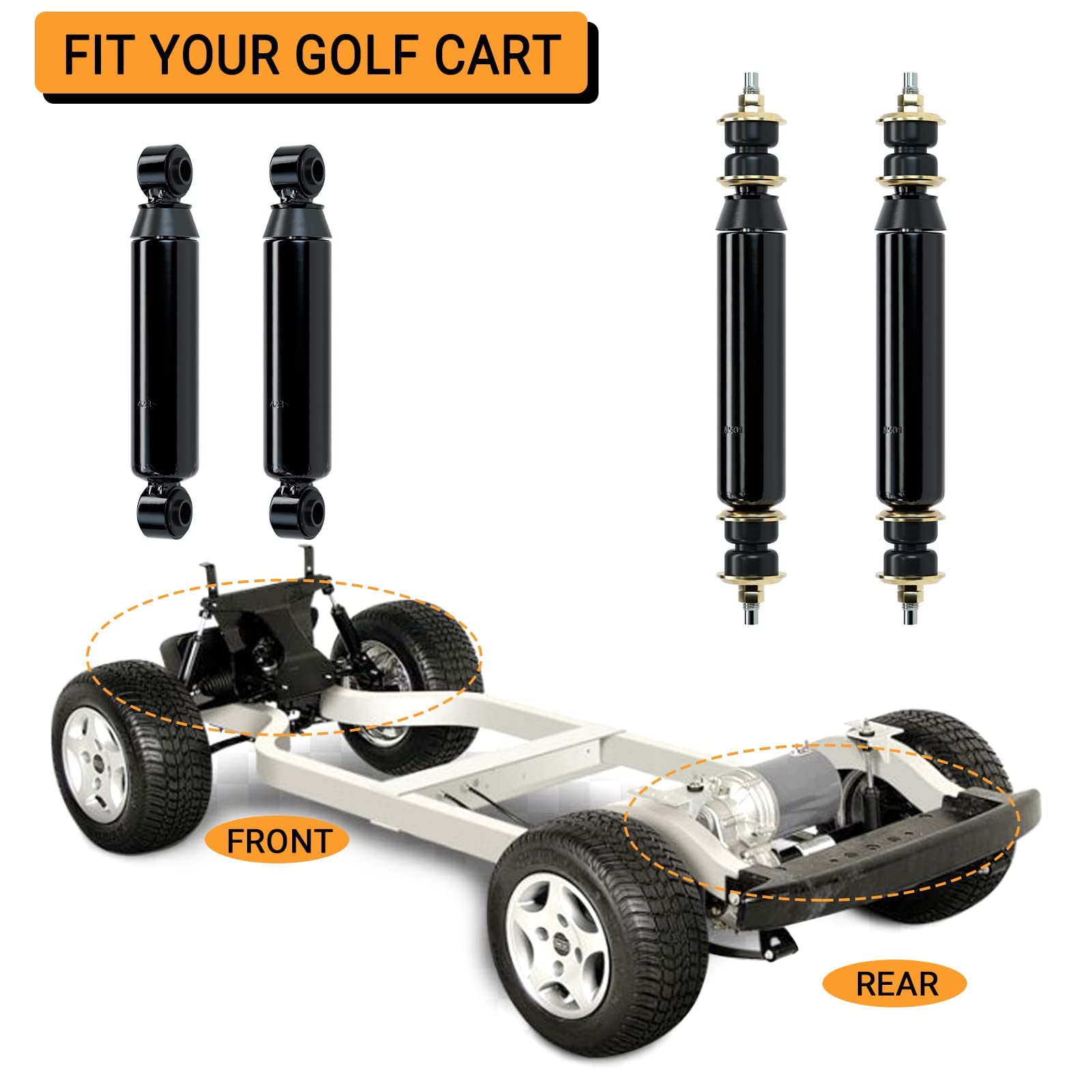 10L0L 4 Stück Golf Cart Stoßdämpfer für Club Car DS 1981-up, Precedent 2004-up, Tempo 2018-up Gas & Elektro, vorne hinten Stoßdämpfer ersetzen OEM 1014235 1015813 1010991 1012183 1014236 1013164