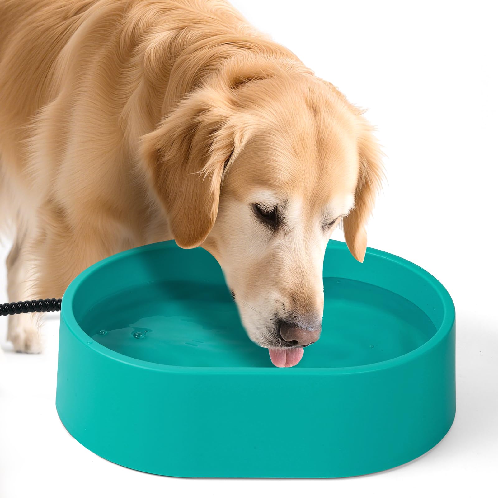 Cuenco grande de agua con calefacción para perros y gatos, cuenco térmico para perros, cuenco impermeable para mascotas, para exteriores, plato de agua calentado anticongelante para conejo, pollo