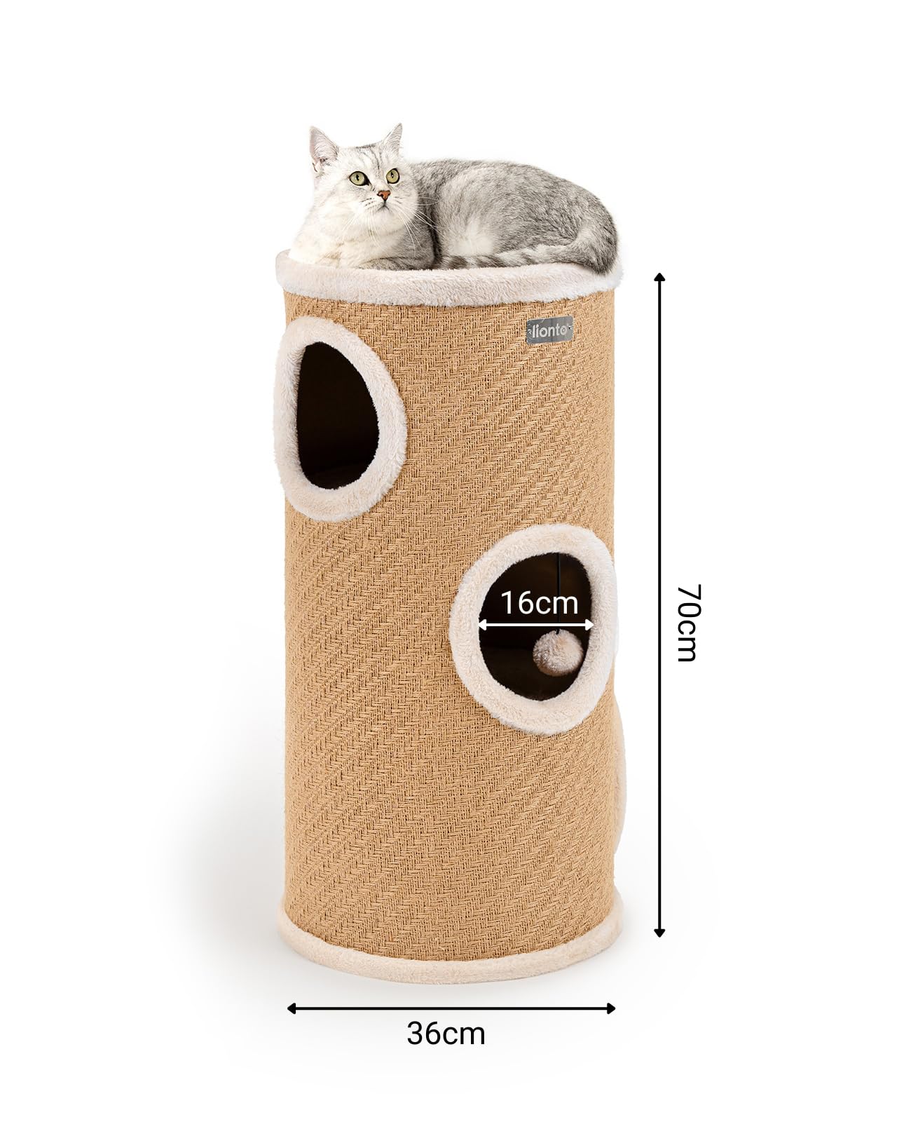 lionto Krabtonnetje, krabpaal, zuil met sisal om te krabben en een platform met pluche, hoogte 50 cm, bruin