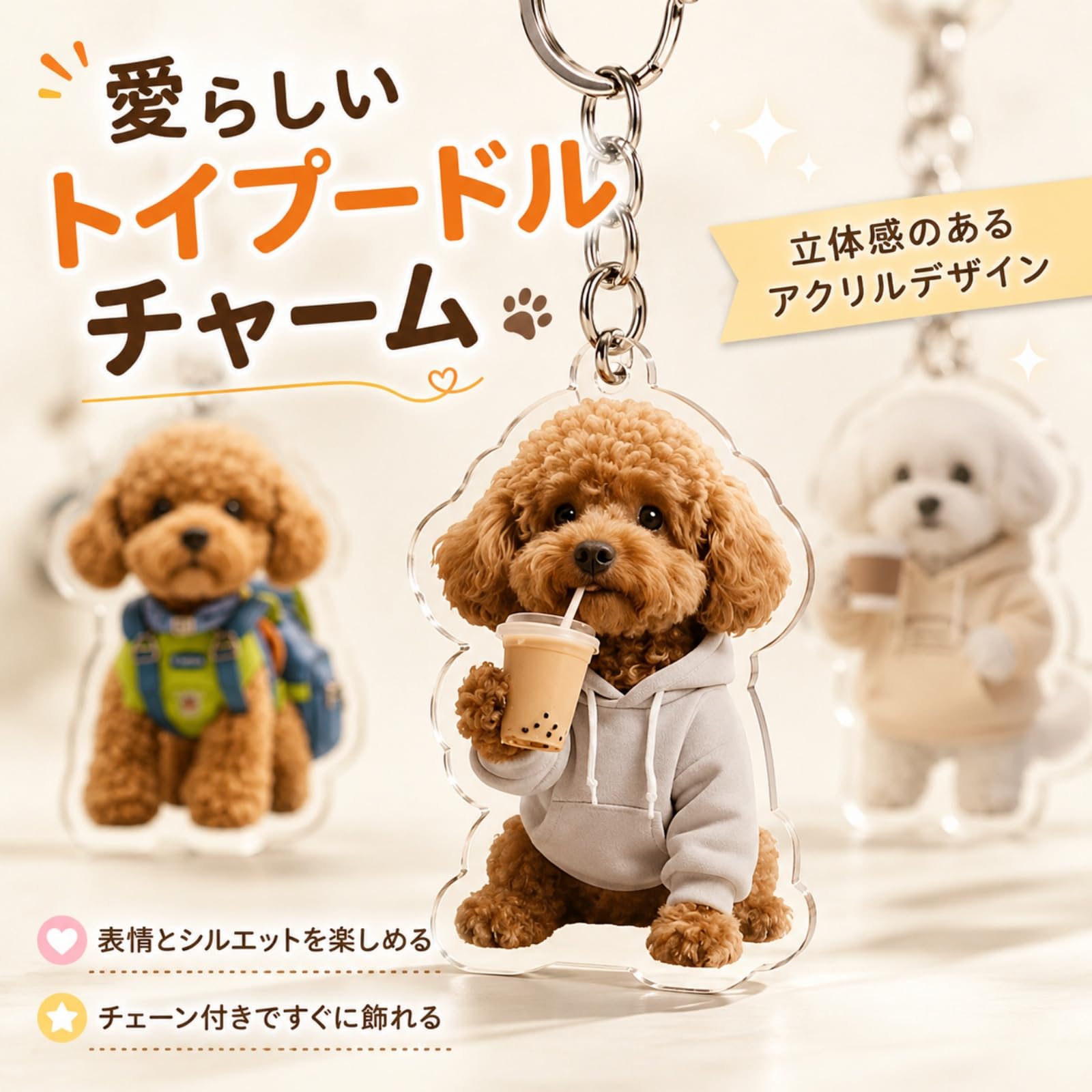 Amazon.co.jp: CBVRUKJ トイプードル キーホルダー プードル チャーム