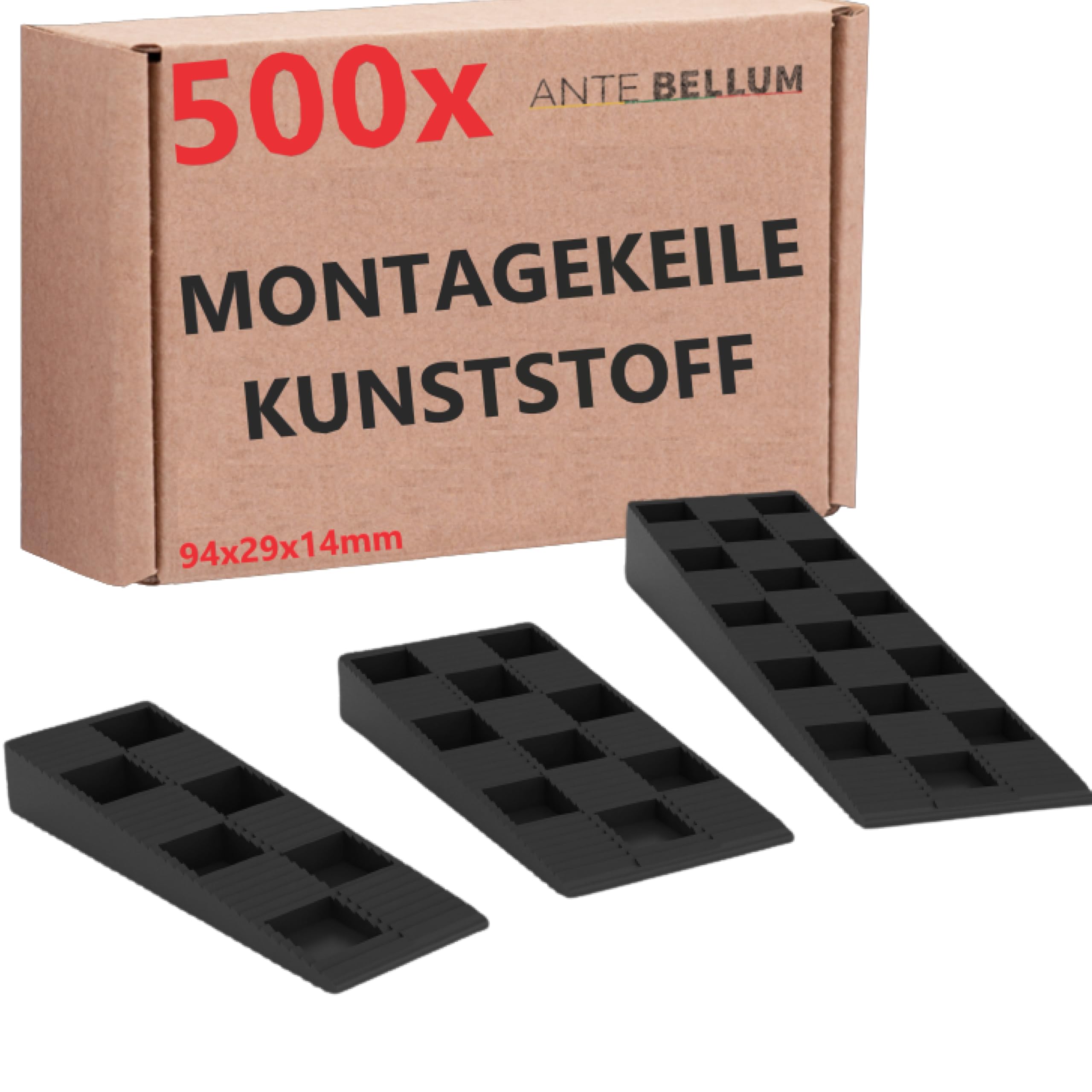 Ante Bellum 500 separadores de plástico – Cuñas de montaje para suelos, ventanas y puertas, cuñas de plástico para alinear y montar, apto para trabajos de construcción y montaje de muebles