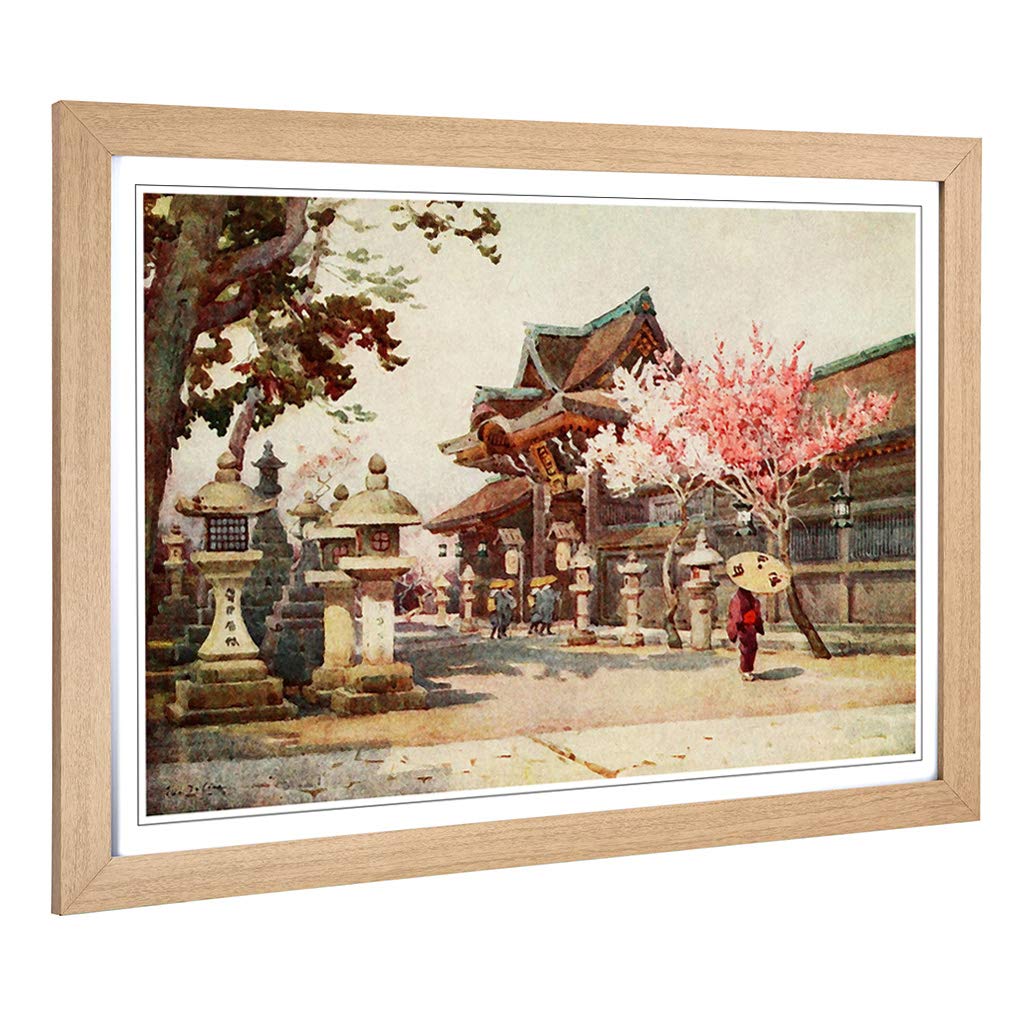 Big Box Art Framed Print of Ella Du Cane Japanese Oriental at Kitano Tenjin Design | Wall Art Picture| Home Decor for Kitchen, Living Room, Bedroom, Hallway, Oak, A2 / 24.5x18 Inch / 62x45cm