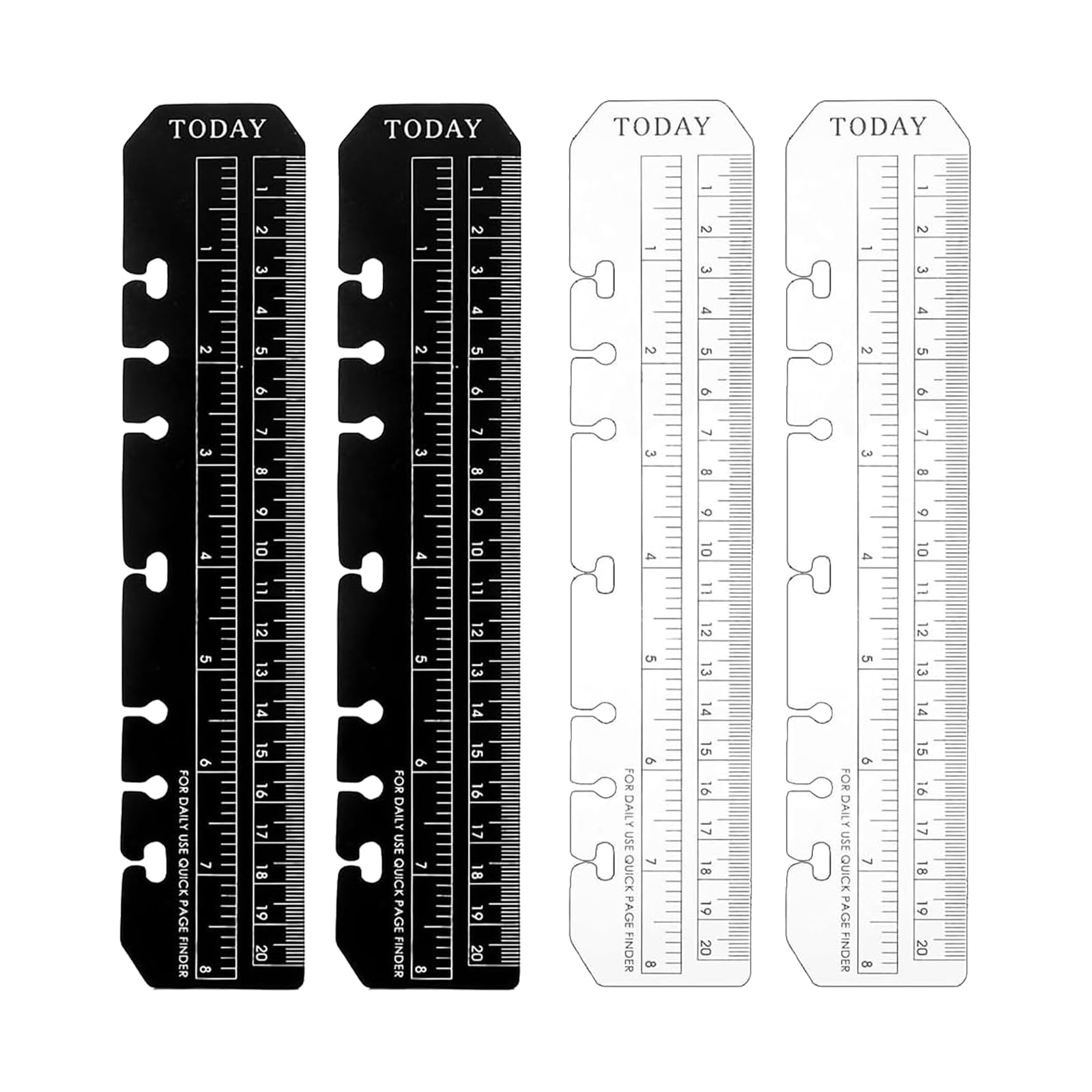 Leequnq Black 4 Pcs Journal Ruler, Book Marker Clear Notebook Ruler, For A5 Size 6-Ring Binder Notebook(Black/Transparent)