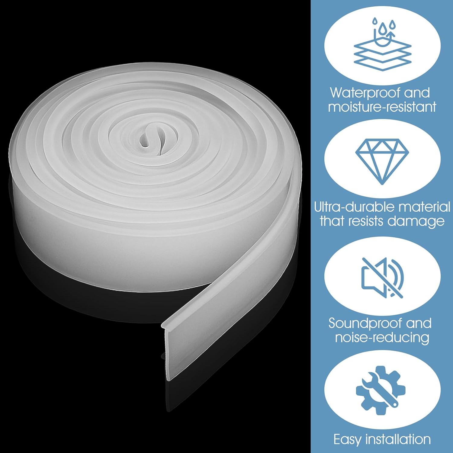 1 Roll Shower Door Bottom Sweep 108 Inch T Style Silicone Bottoms Waterproof Sweeps Replacement Seal Doors Bottom Seal Strip Rubber Sweep Trim for Bathroom Home Door Shower (Clear)