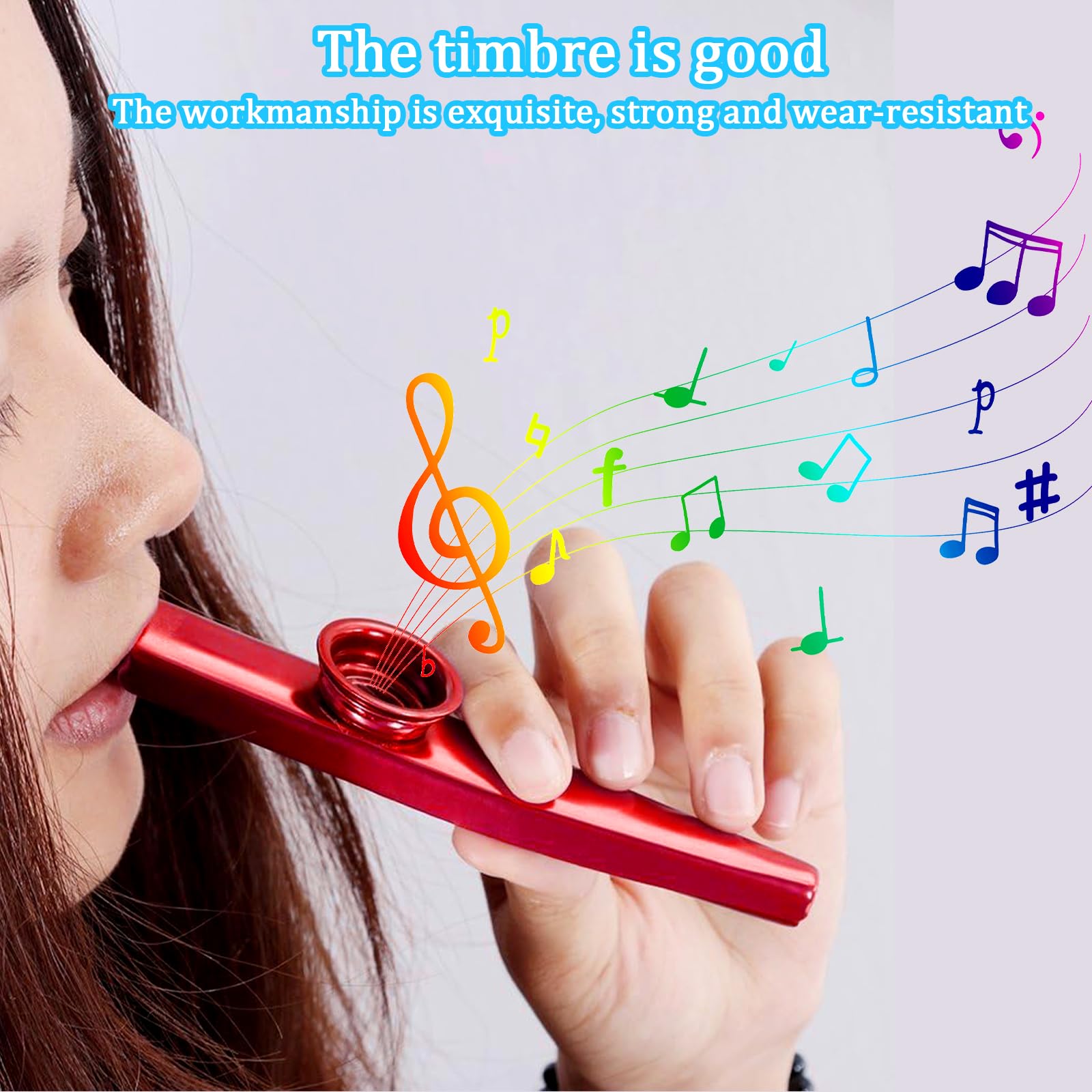 6 Kazoos En Métal + 60 Membranes - Instrument De Musique Amusant Pour Enfants Et Adultes