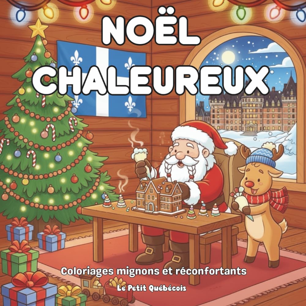 Noël Chaleureux : Coloriages Magiques et Réconfortants: Célébrez les Traditions du Québec avec +40 Illustrations Simples et Joyeuses pour les Enfants