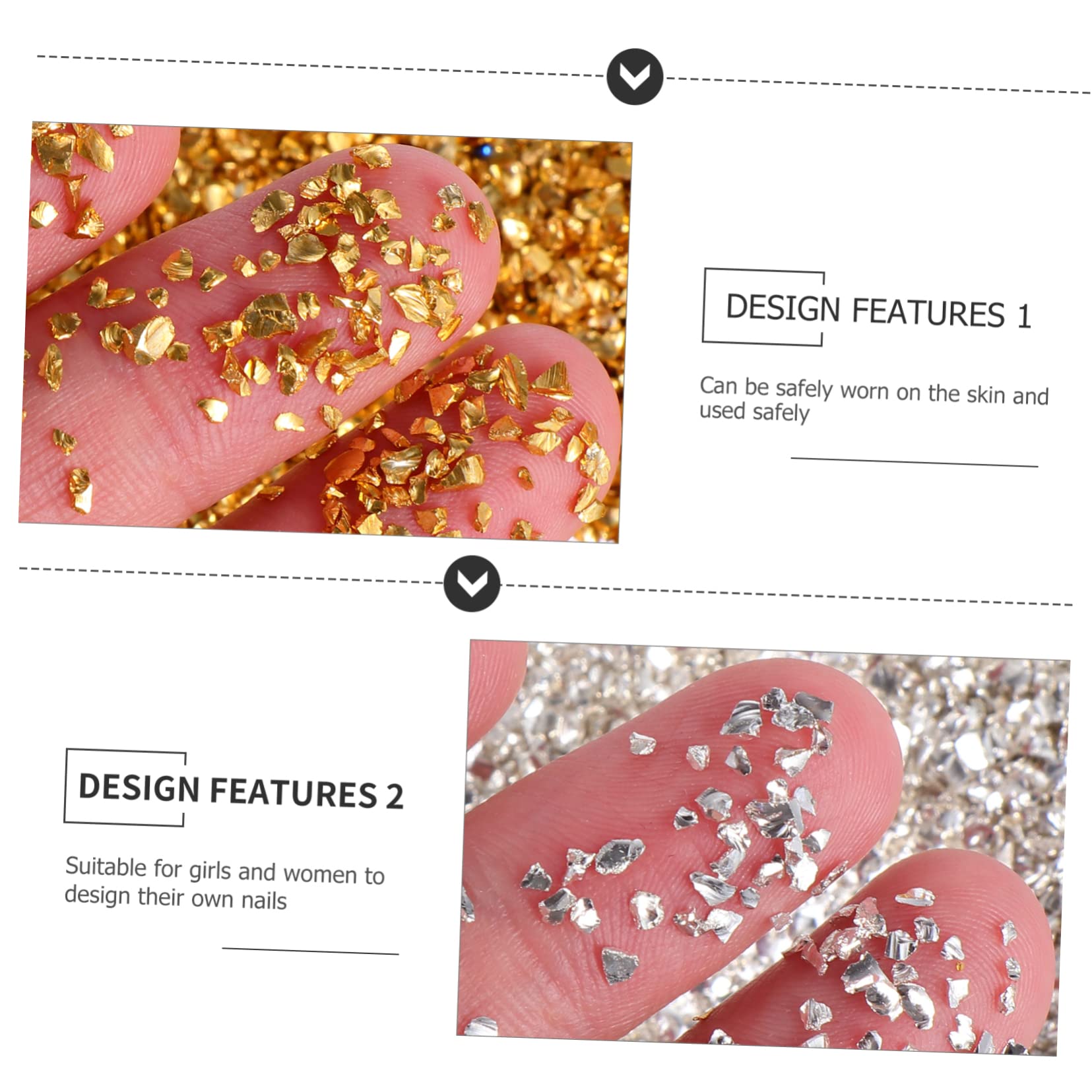 3 set di vetro for unghie Ghiaia Prodotti decorativi in ​​vetro frantumato Decorazioni for nail art Paillettes for il viso Occhi Grosso vetro glitterato Schegge irregolari Flash Accessori in vetro fra