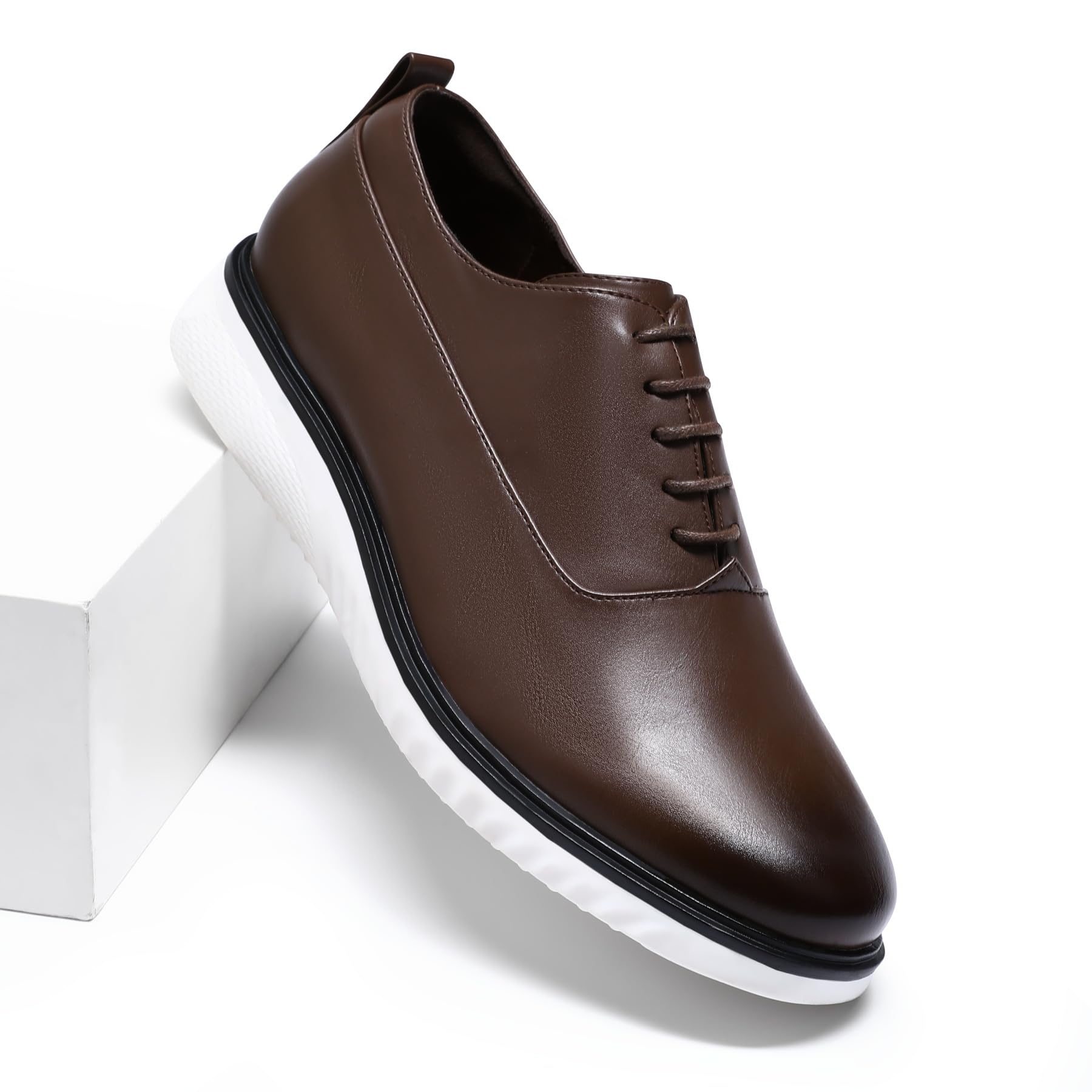 Allthemen Chaussure Homme Ville Oxford à Lacets Cuir Business Derby Sports | Shoes Élégant Respirantes,Confortable Léger Dressing,Semelle Antidérapante En Tpr,Bout Rond,Entreprise Casual,Plat,4 Saisons