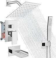 Vista 14 de Midanya Sistema de ducha de lluvia, juego de grifo de ducha para bañera, cabezal de ducha cuadrado de cascada con rociador de mano, boquilla