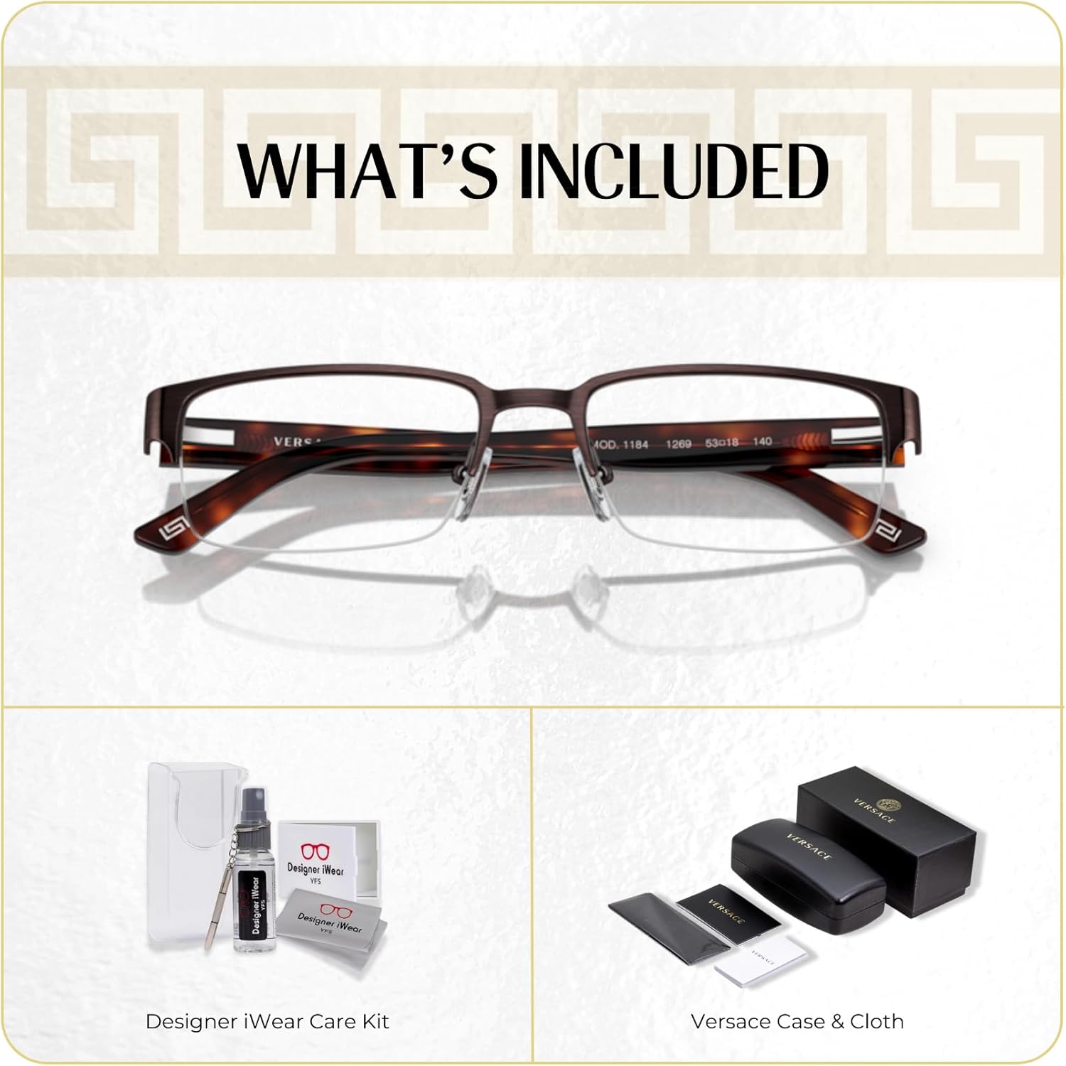 Versace VE1184 Rectangle Eyeglasses For Men+BUNDLE with ACCESSORY EYEWEAR KIT - Image 2