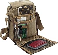 dealcase Canvas Small Messenger Bag for Men Women - Casual Crossbody Shoulder Chest Bag with Accessories Case, 2 Pack