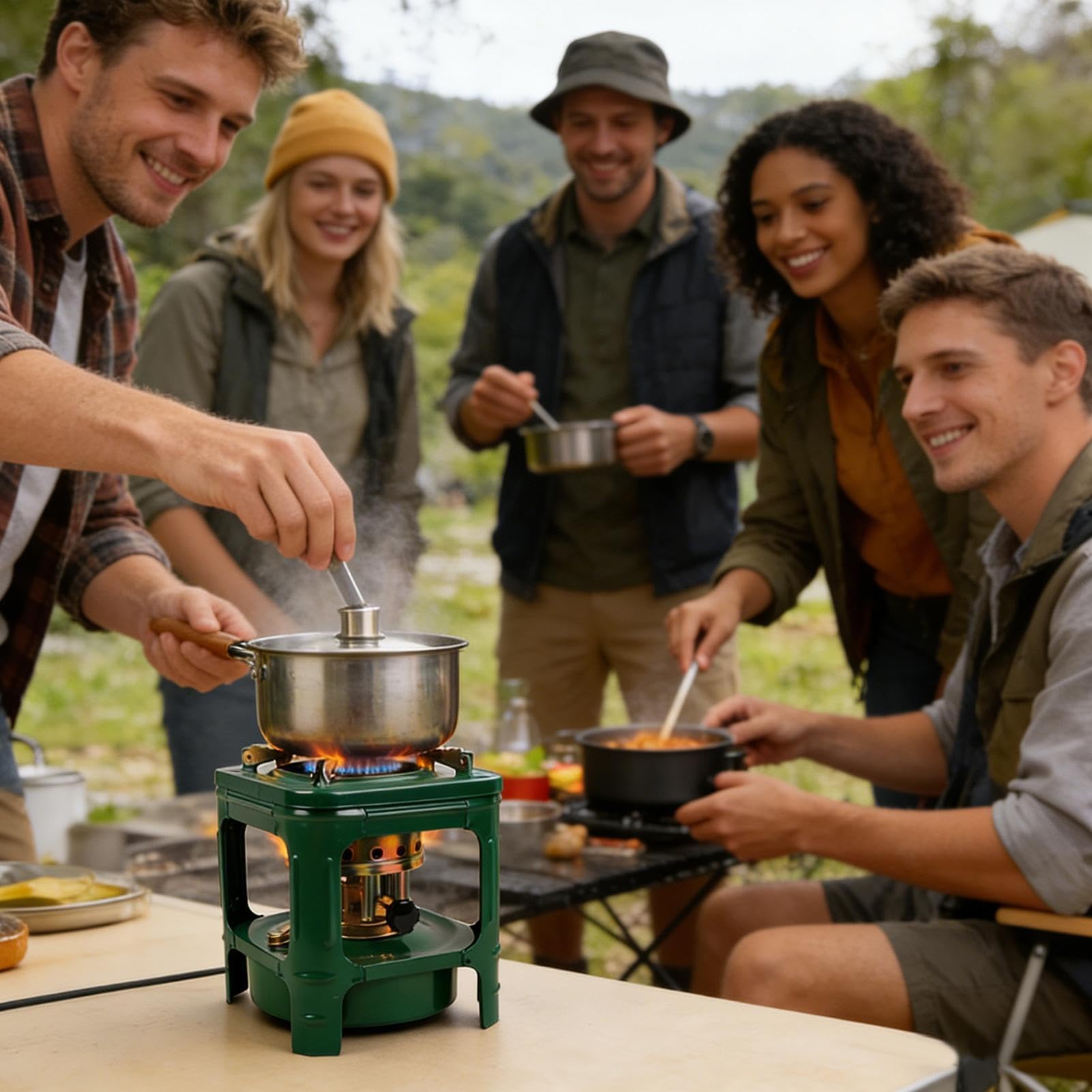 Réchaud De Camping Portable Chauffage Rapide Et Gril Incorporé | Réсhaud À Alсооl Portable Camping Pour Cuisiner En Randonnée Rando Sac À Dos Jardin Foyer Patio