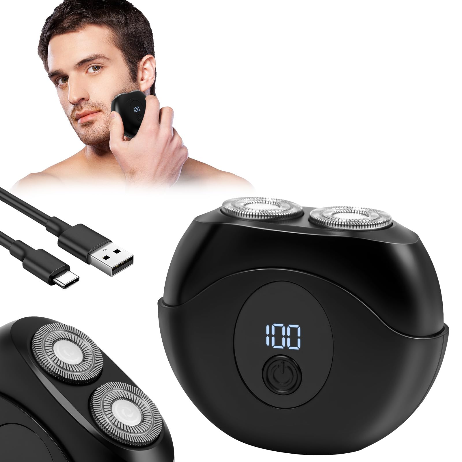 LOPHE Mini Afeitadora Eléctrica Hombre, Afeitadora de Viaje Portátil, Electric Mini Shavers, Maquinilla Afeitar Recargables, Máquina de Afeitar Barba con Pantalla LED para Uso en Seco y Húmedo