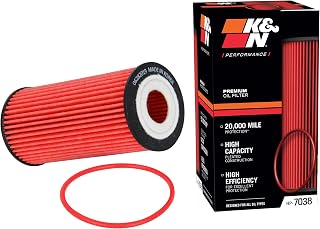 K&N HP-7038 Premium Oil Filter: 20,000 Mile Protection, High Flow for Audi Porsche VW 2009-2023