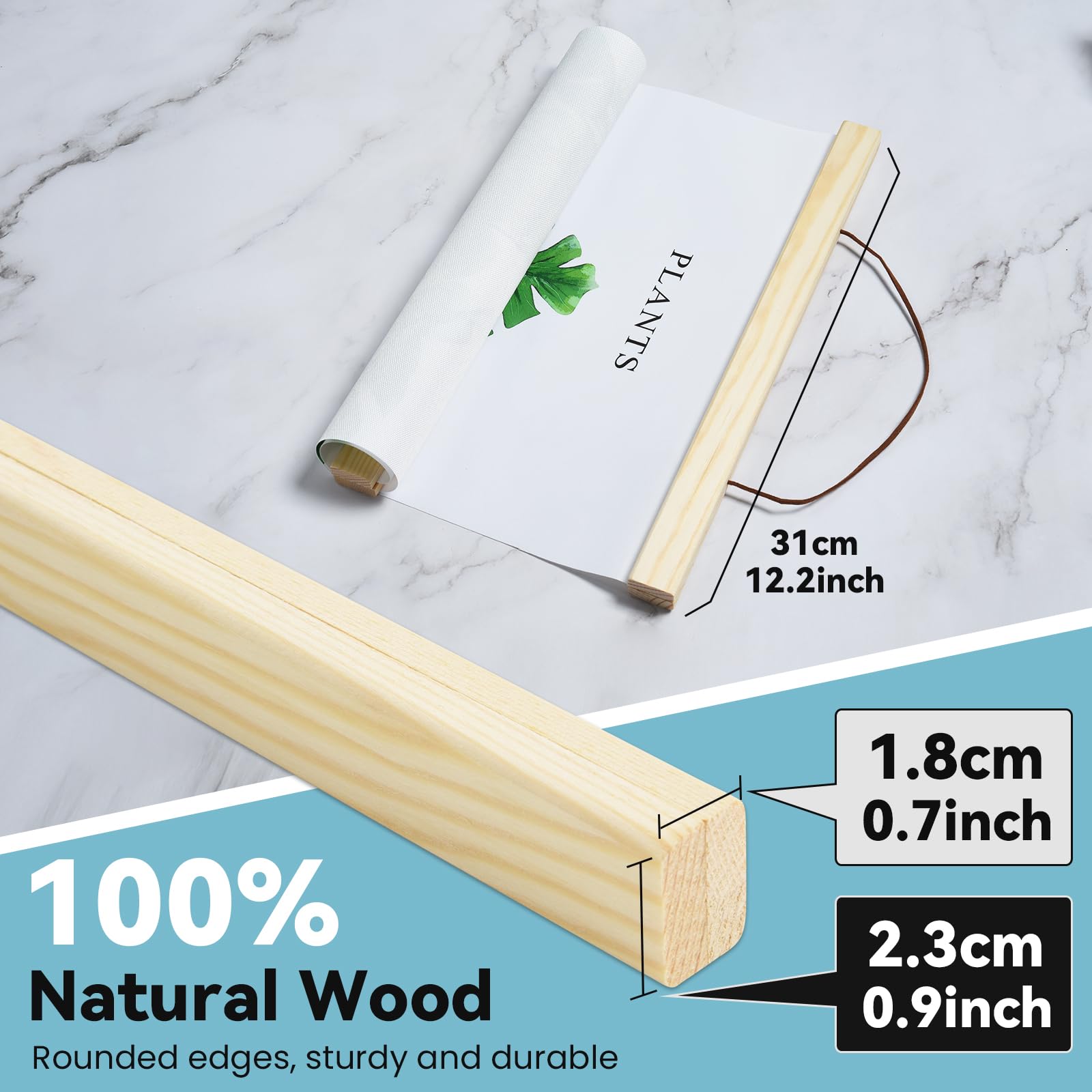 AiQInu A3 Marcos de Fotos Magnética 31CM Colgador para Carteles Póster Madera de Pino