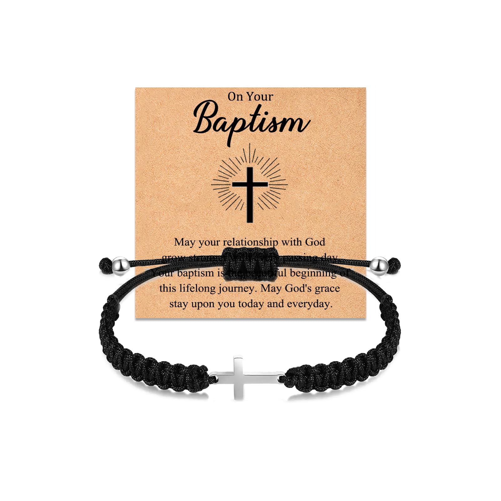 Braided Rope Cross Bracelets First Communion Baptism Christian Birthday Valentines Christmas Easter Gifts