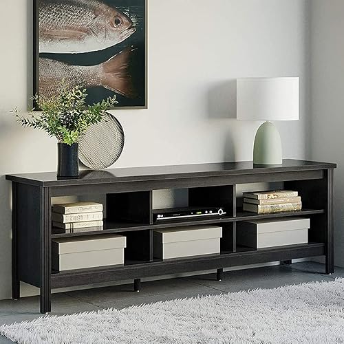 Miniatura 18 de WAMPAT Soporte de TV LED para TV de 75 pulgadas con luz LED de 16 colores, centro de entretenimiento negro para TV de más de 65 pulgadas, mesa Negro