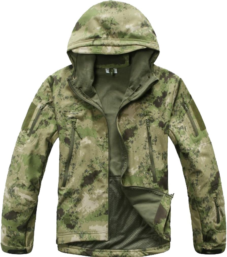 Reebow Gear Men's Military Special Ops Softshell Tactical Jacket Waterproof Green ATACS Camo M
