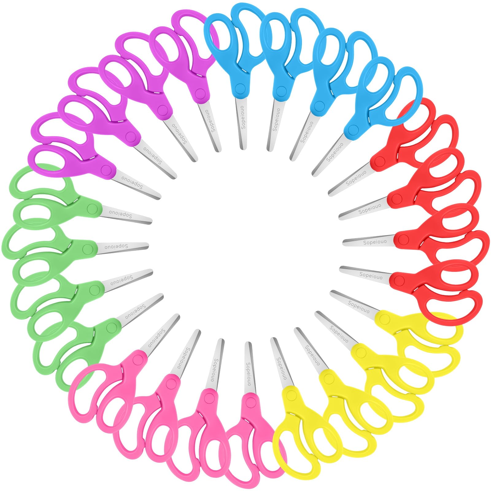 5" Kids Scissors, 24 Pack Blunt Tip Small Scissors Stainless Steel Safety Scissors, Comfort Grip Toddler Scissors for School Kids Classroom Children Craft Paper, School Supplies for Kids
