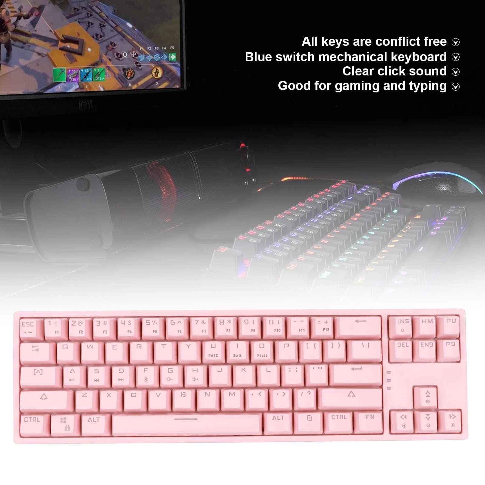 SIXRUN Tastiera Meccanica 71 Tasti Switch Blu (PINK)