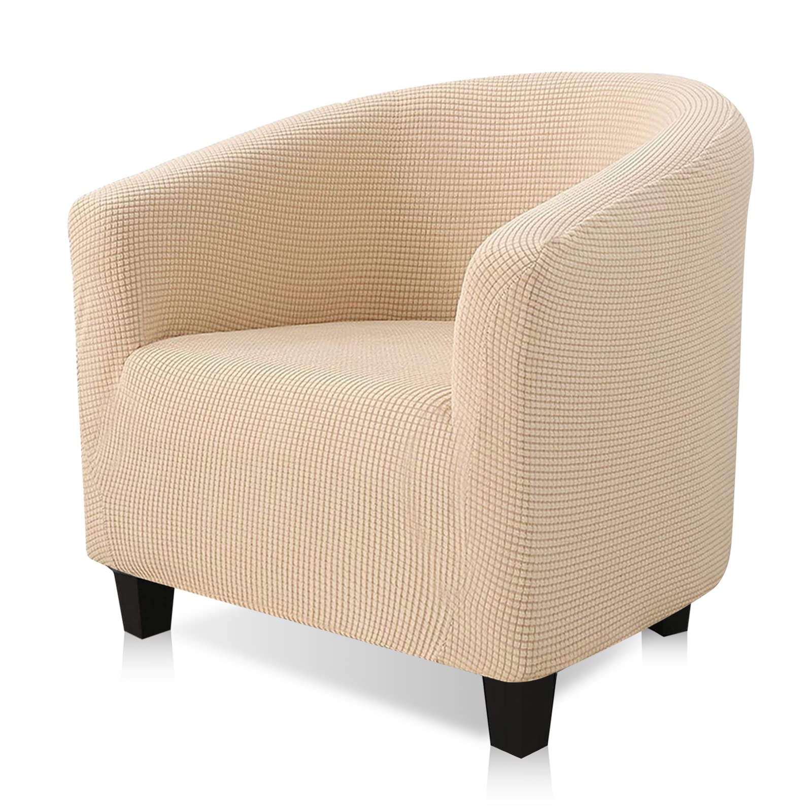 YUANZ Club Chair Slipcover, High Stretch Tub Chair Cover, Universal Spandex Pattern Armchair Sofa Cover Cover Couch Slipcover for Living Room Club Bar Counter (Beige)