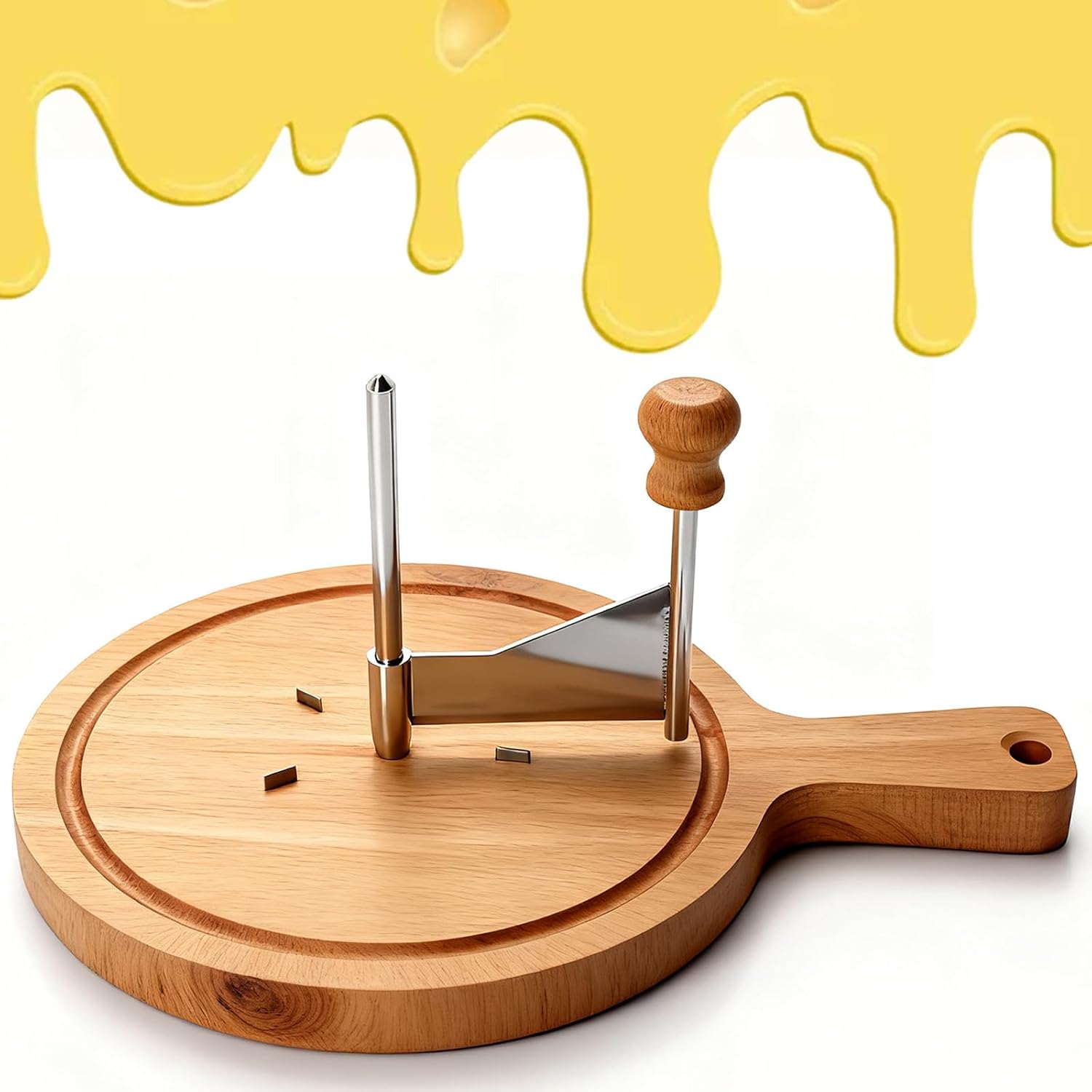 Cheese Curler, 2026 New Girolle Cheese Curler Wheel, Cheeses Wheel Flower Cutter Stainless Steel Sharp Blade and Wooden Base for Butter Chocolate Home Restaurants Cafes Bakery (b)