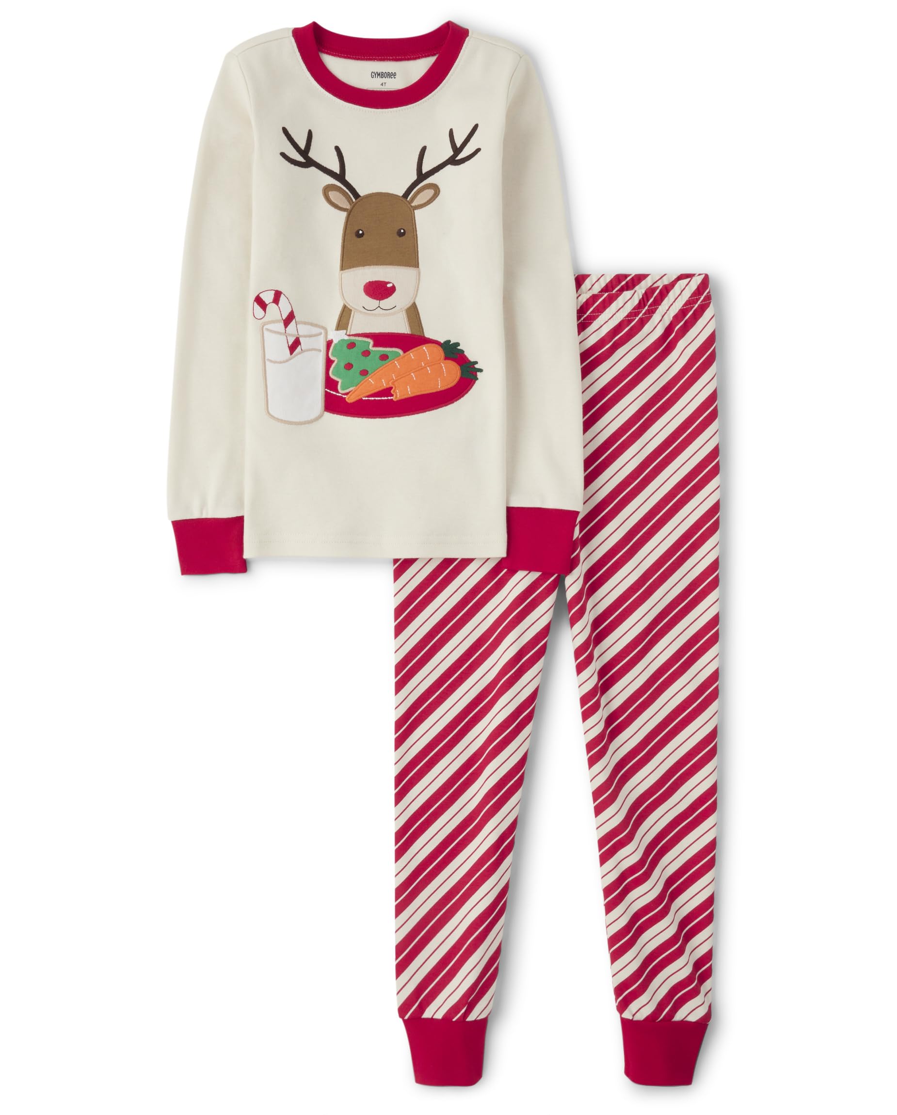 Gymboree,Christmas Cotton 2-Piece Pajama Sets, Big Kid, Toddler, Baby Gymmie,Peppermint Reindeer,12-18 MONTHS