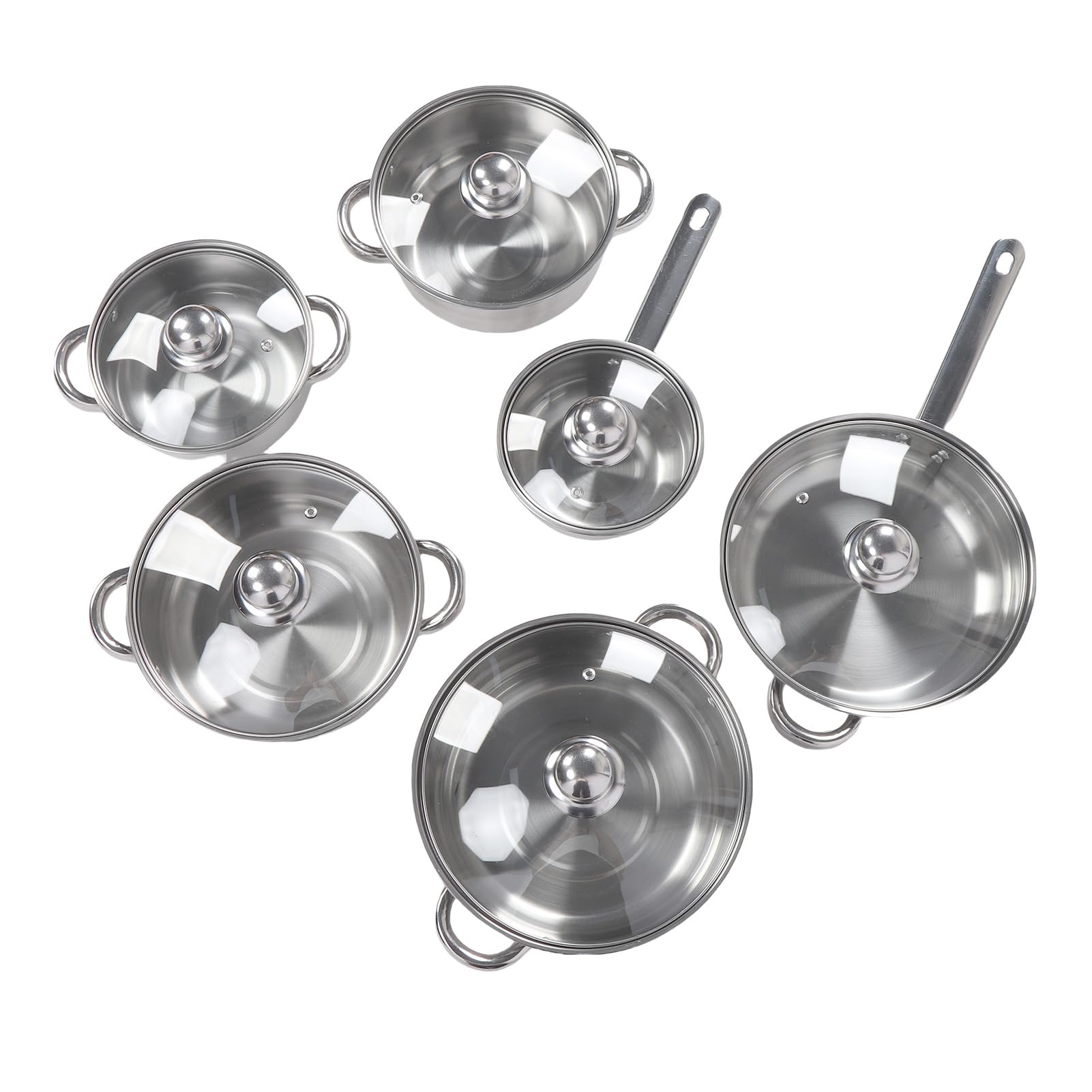 Set di pentole in acciaio inossidabile da 6 pezzi con coperchi anche per riscaldare pentole e padelle ispessite per la