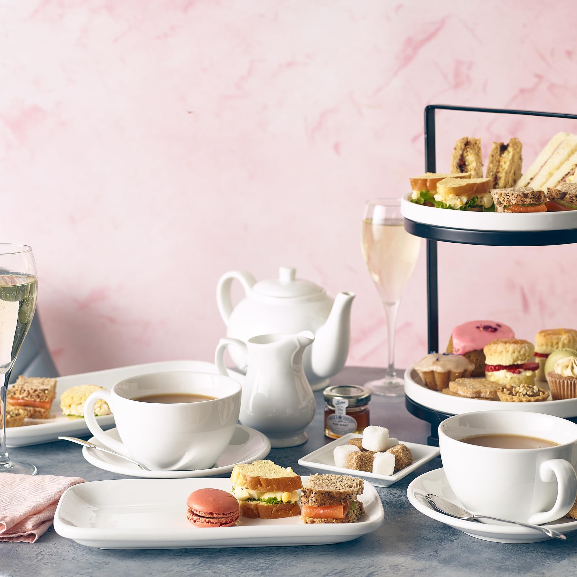 Genware Royal Lot de 6 soucoupes en porcelaine Blanc 16 cm