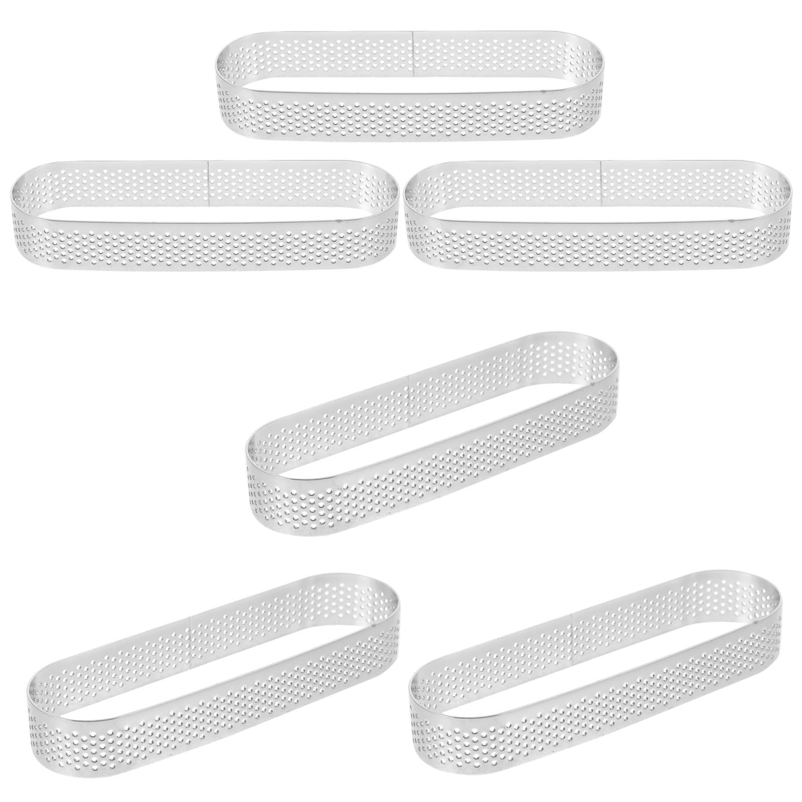 Moldes para tartas ovalados para repostería DIY, set de 6 aros de acero perforado antiadherente