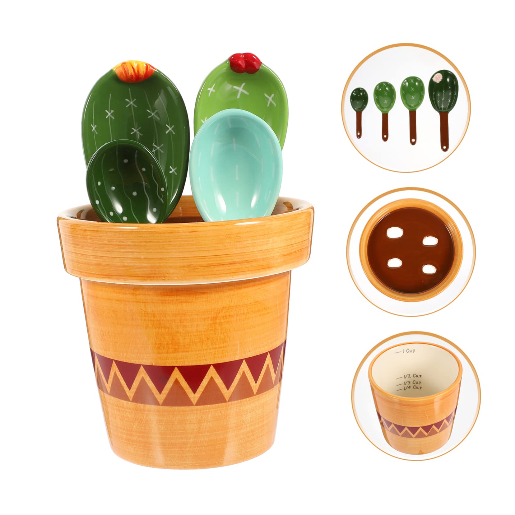 Cucharas Medidoras Cactus 5 Piezas de Cerámica para Hornear