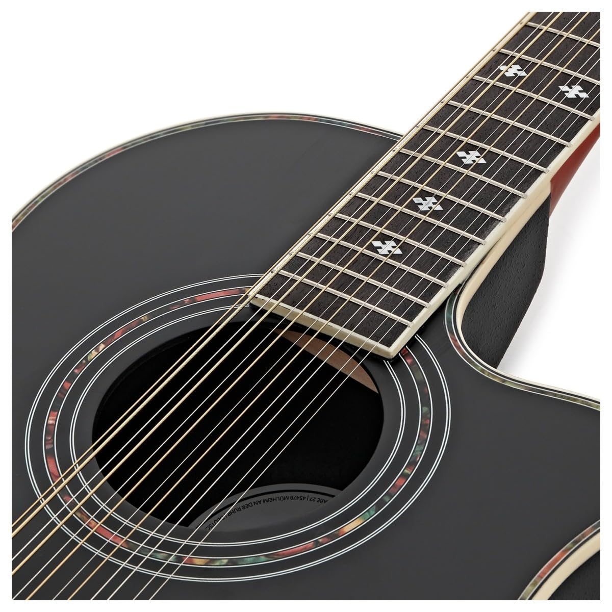 Chitarra elettroacustica a 12 corde Roundback di Gear4music, nero | Accordatore e controlli tono integrati, corpo ABS roundback per comfort e proiezione, suono iconico 12 corde